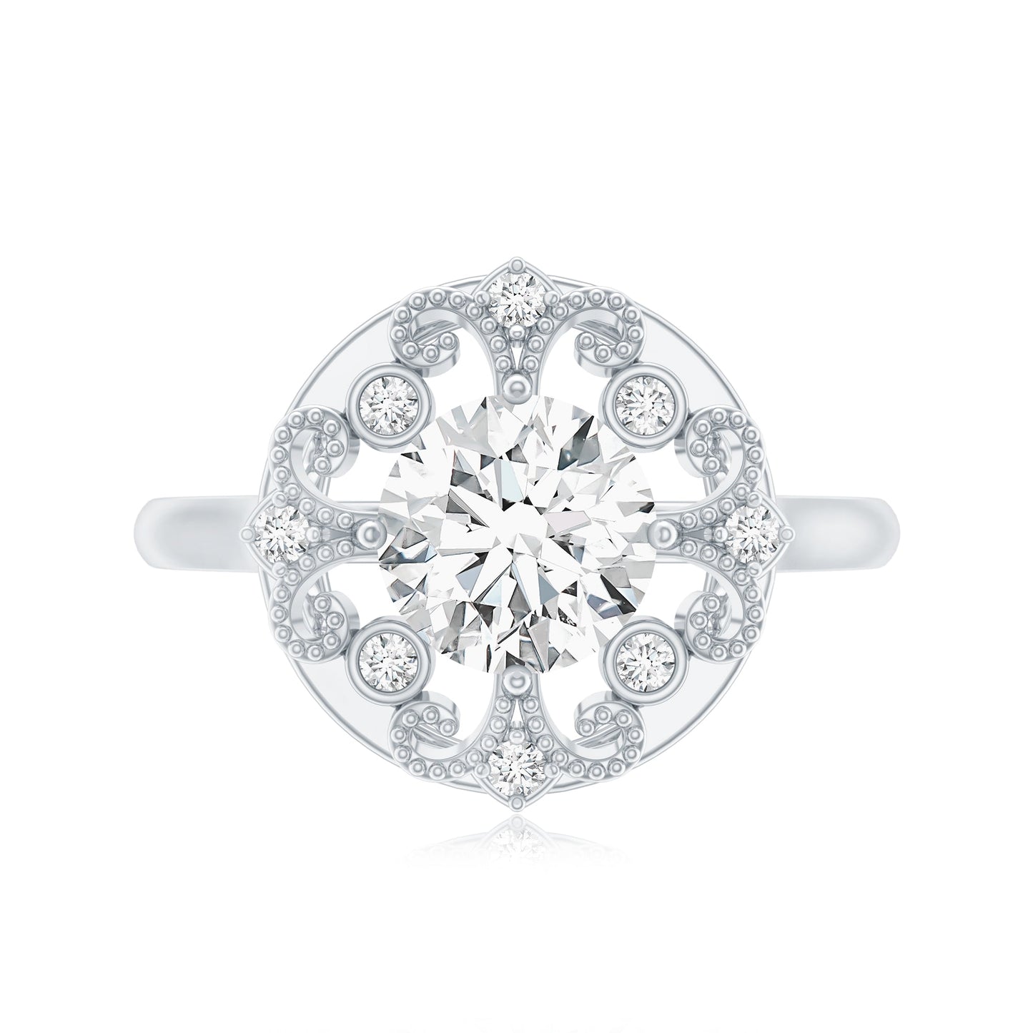 Moissanite Vintage Looking Engagement Ring with Certificate