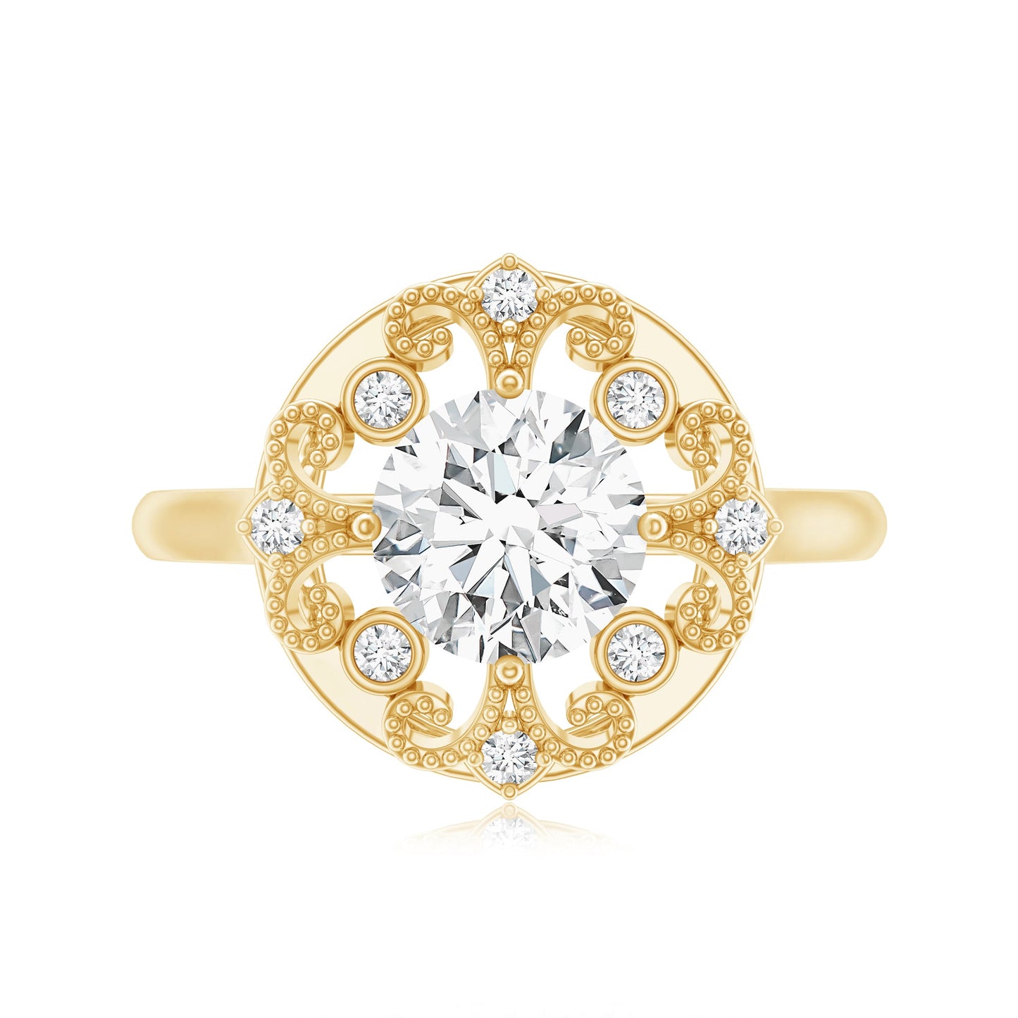 Moissanite Vintage Looking Engagement Ring with Certificate