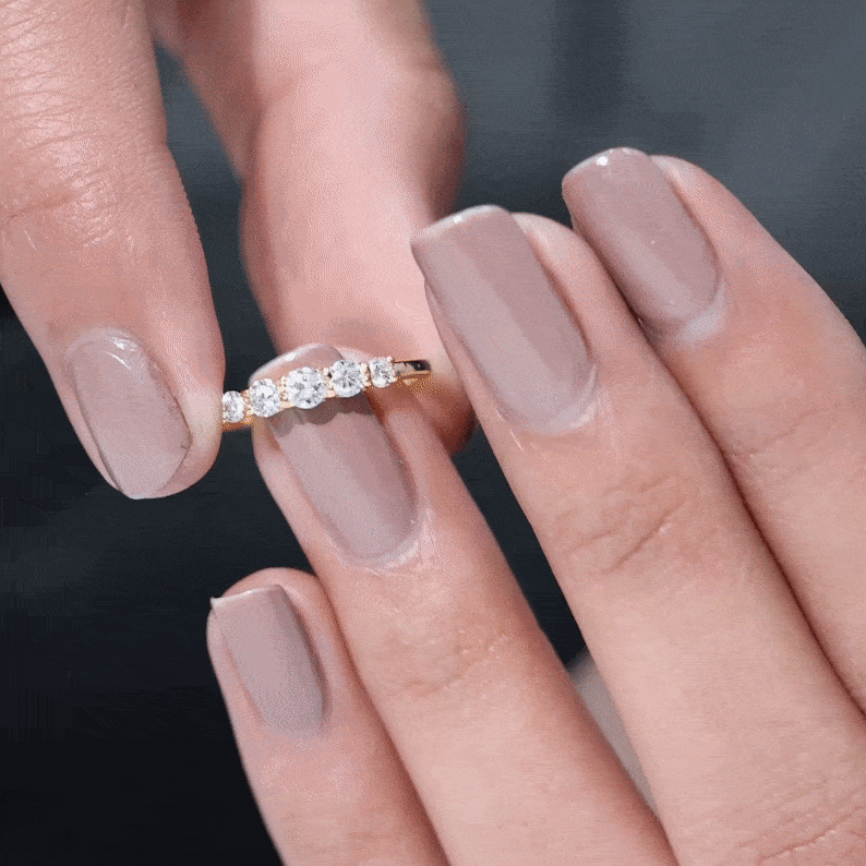 Round Cut Moissanite Five Stone Promise Ring