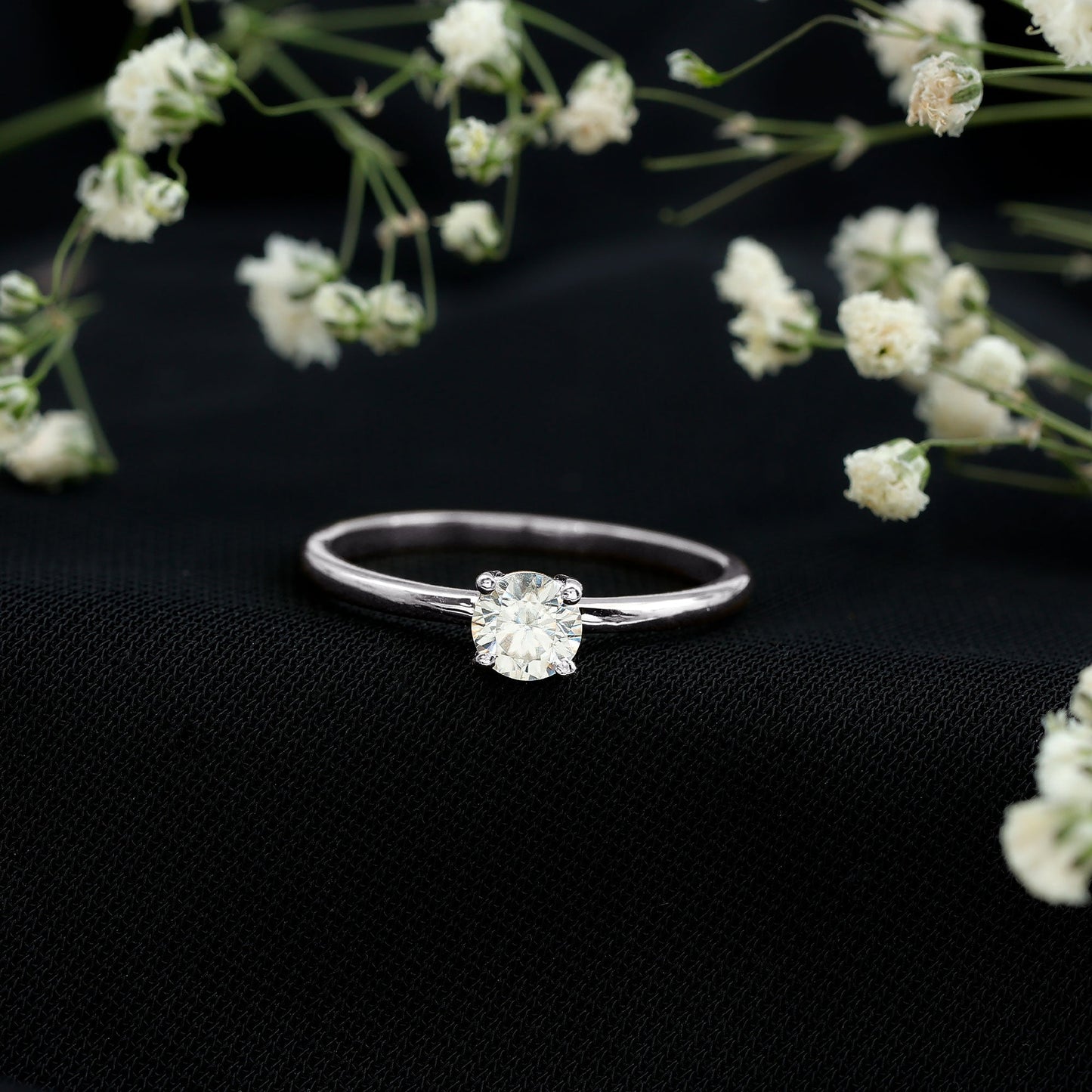 Claw Set Solitaire Moissanite Promise Ring for Women