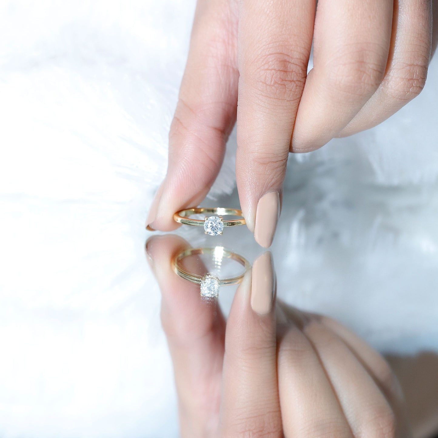 Claw Set Solitaire Moissanite Promise Ring for Women