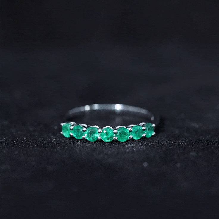 Certified 7 Stone Emerald Half Eternity Band for Women