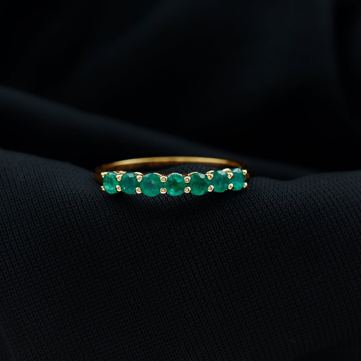 Certified 7 Stone Emerald Half Eternity Band for Women