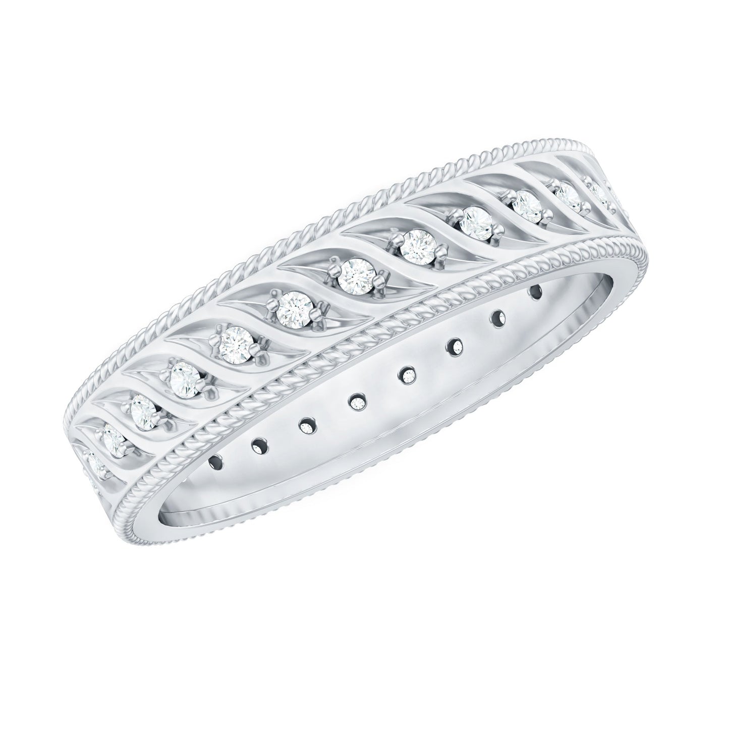 Diamond Twisted Rope Wedding Band Ring