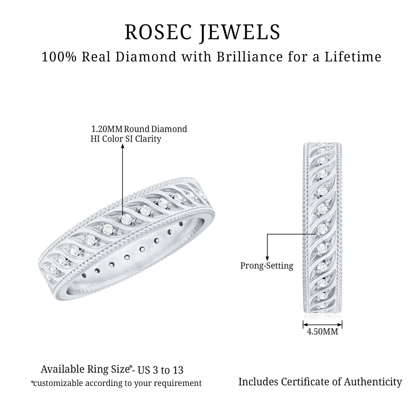 Diamond Twisted Rope Wedding Band Ring
