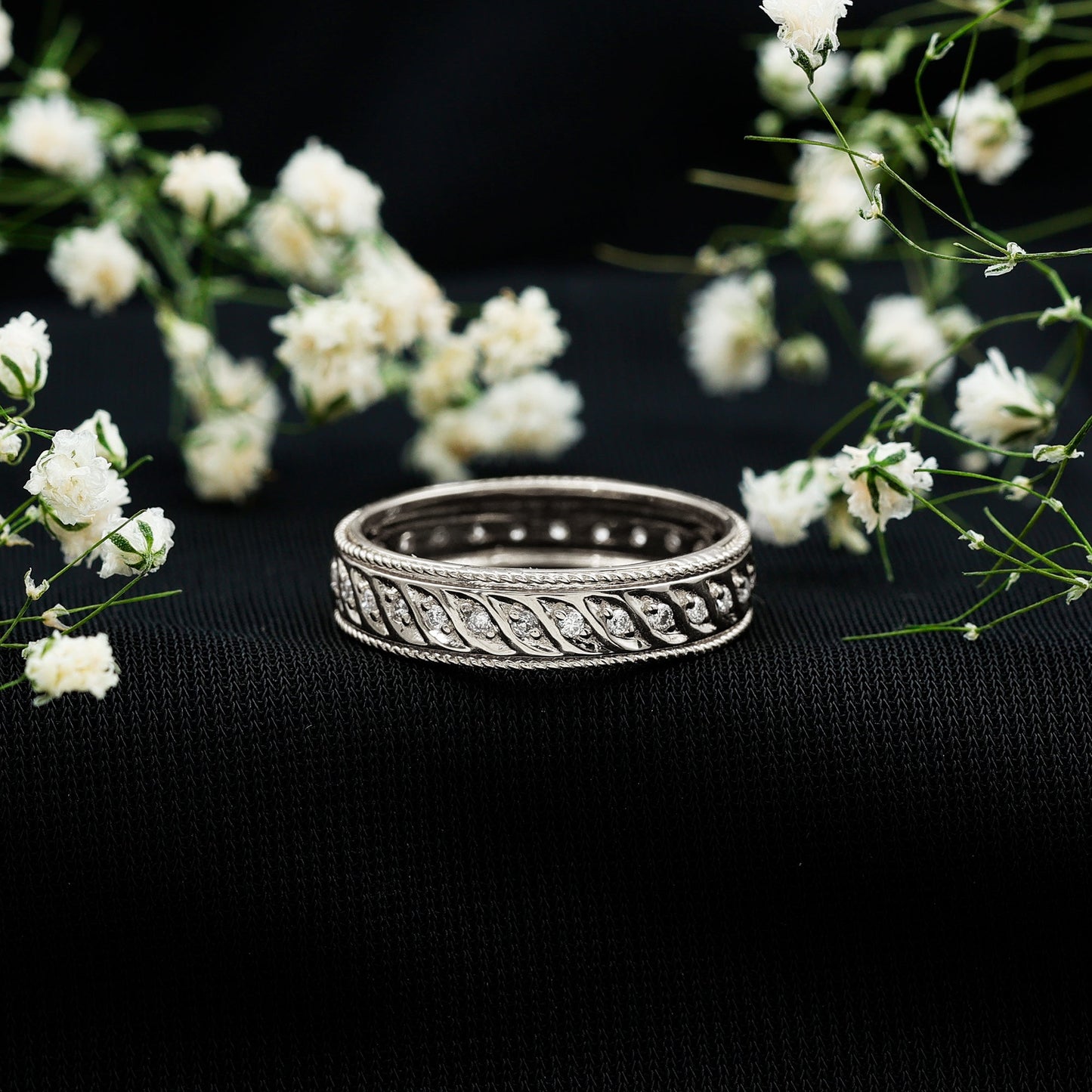 Diamond Twisted Rope Wedding Band Ring