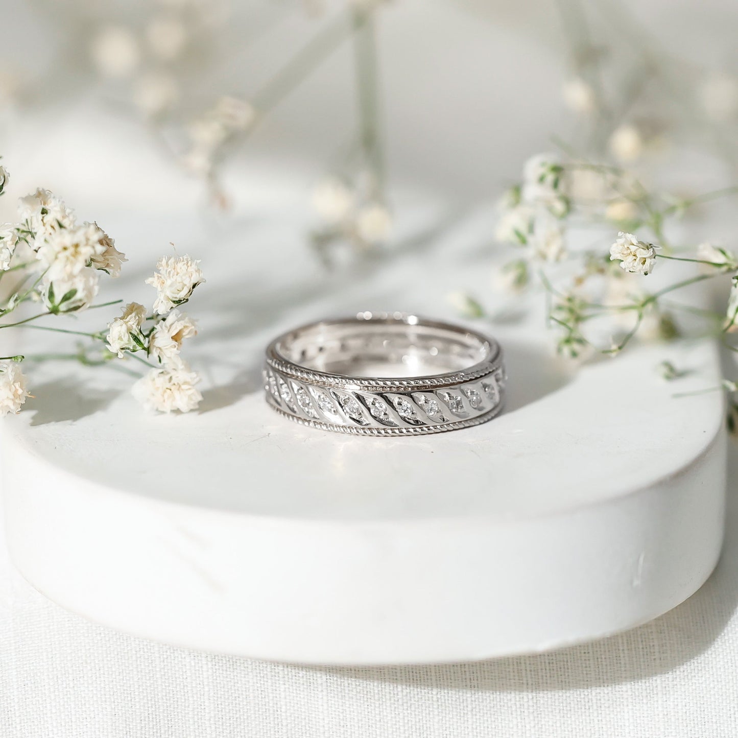 Diamond Twisted Rope Wedding Band Ring
