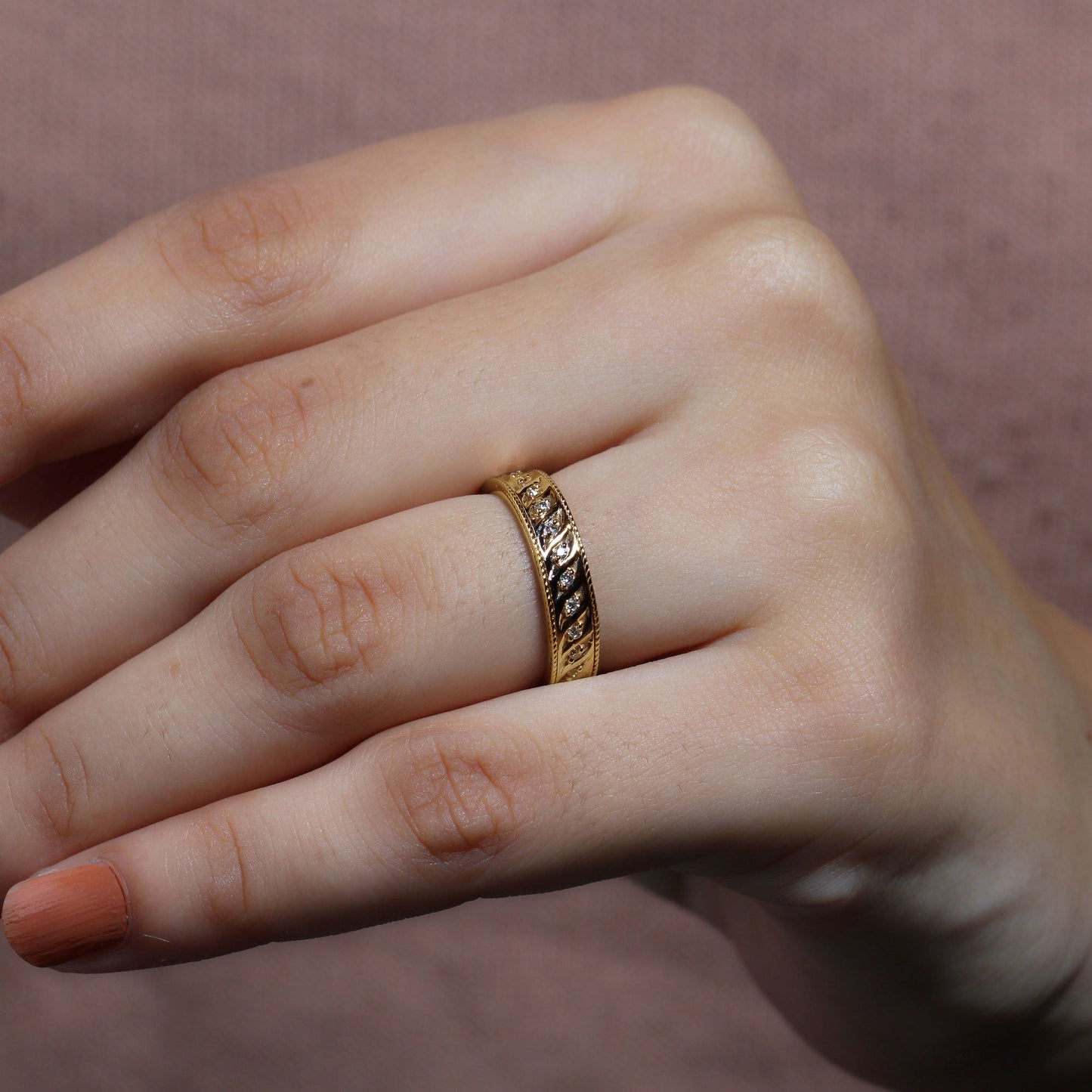 Diamond Twisted Rope Wedding Band Ring
