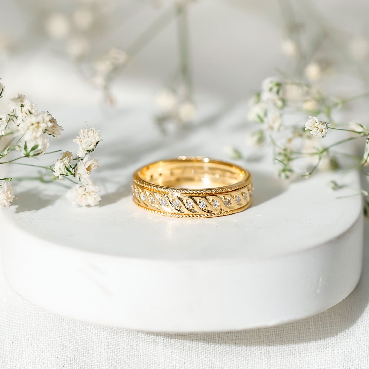 Diamond Twisted Rope Wedding Band Ring
