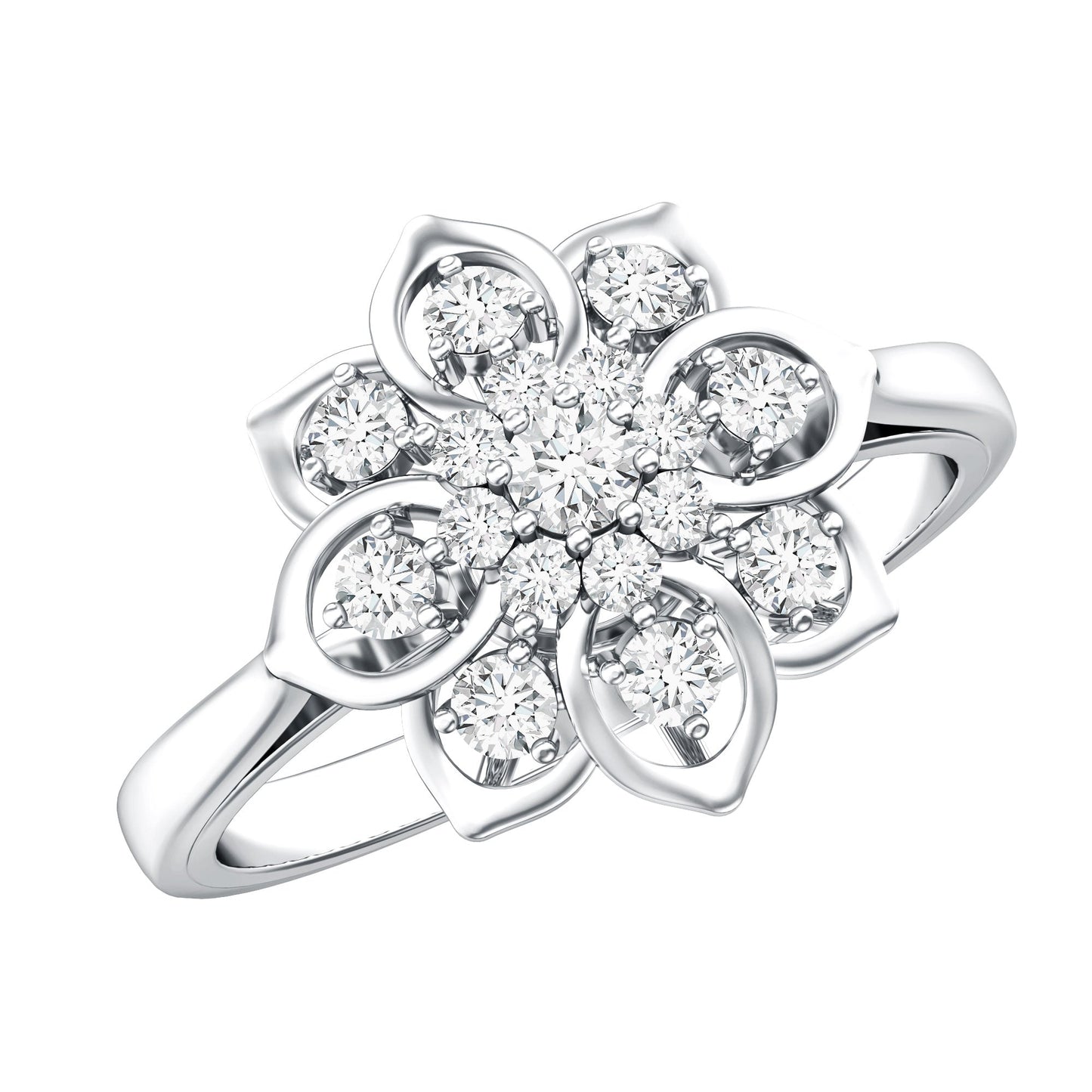Certified Natural Diamond Flower Engagement Ring