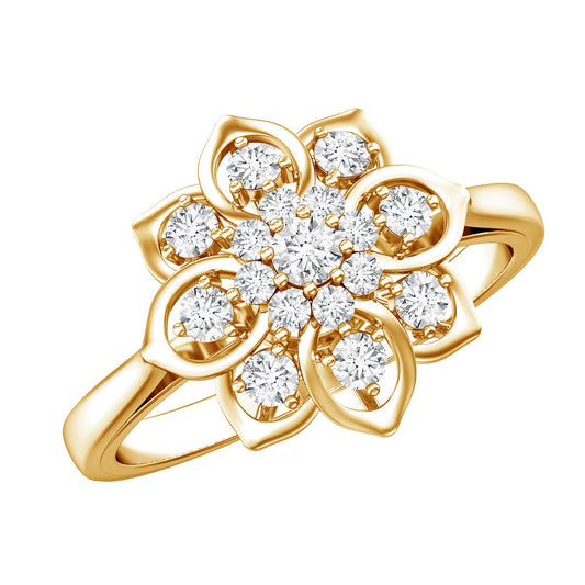 Certified Natural Diamond Flower Engagement Ring