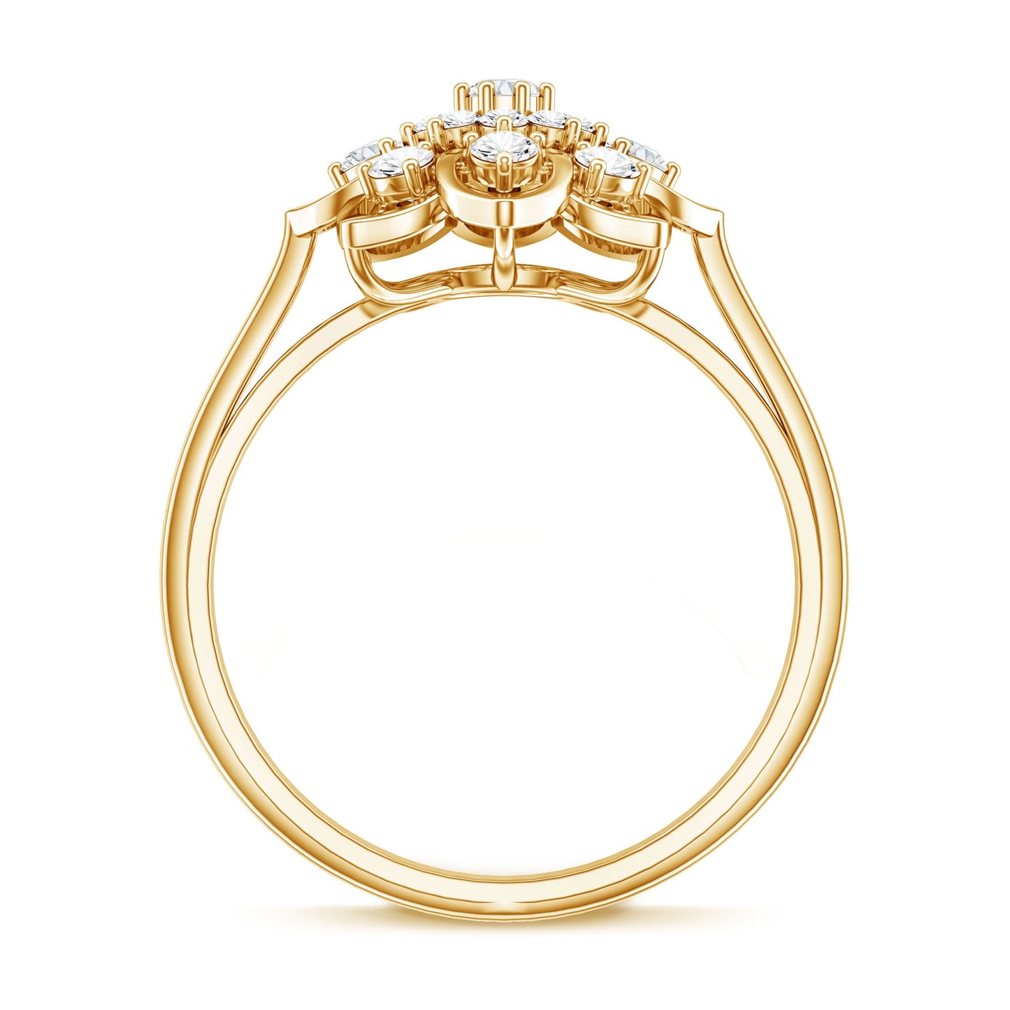 Certified Natural Diamond Flower Engagement Ring
