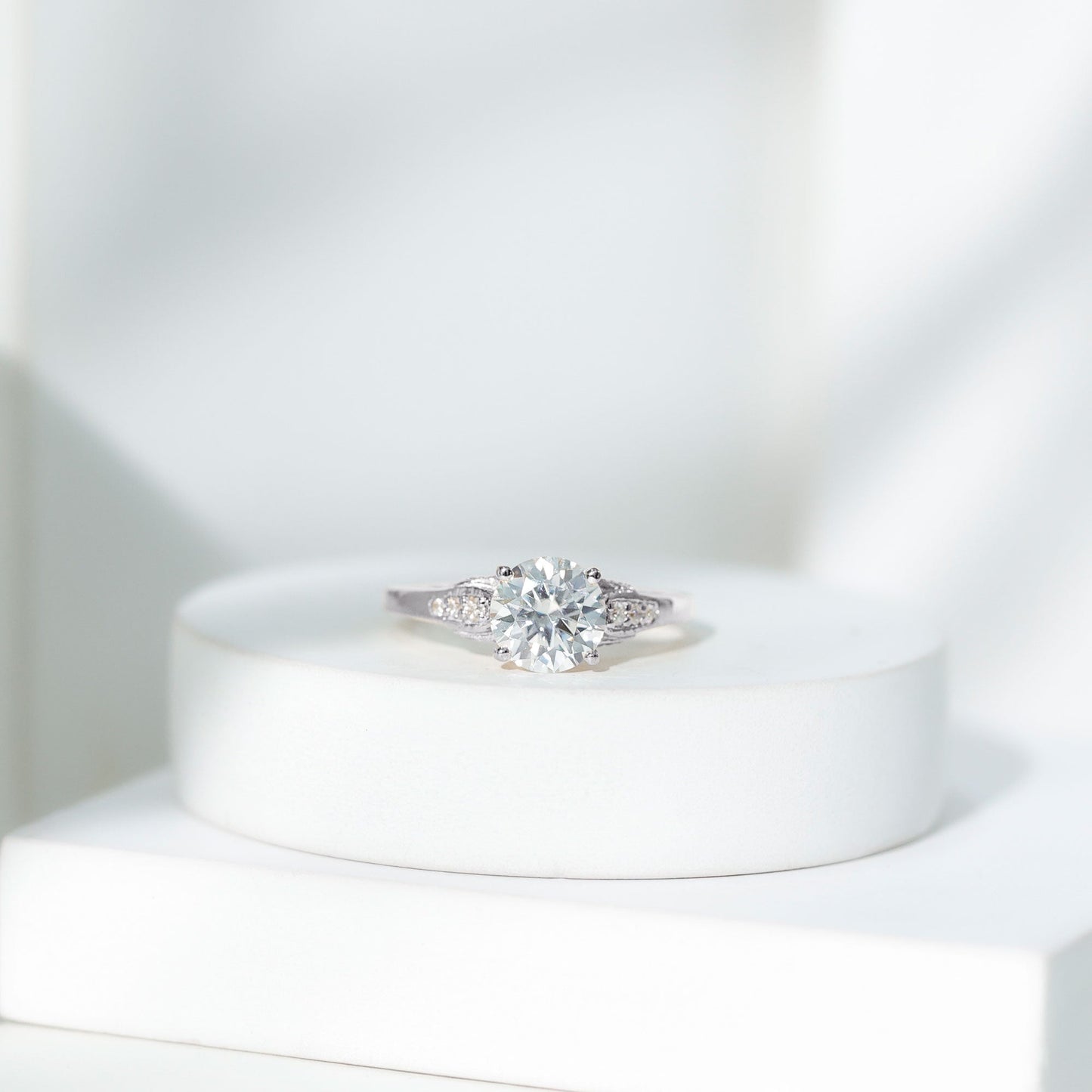 Brilliant Cut D-VS1 clarity Moissanite Engagement Ring for Women