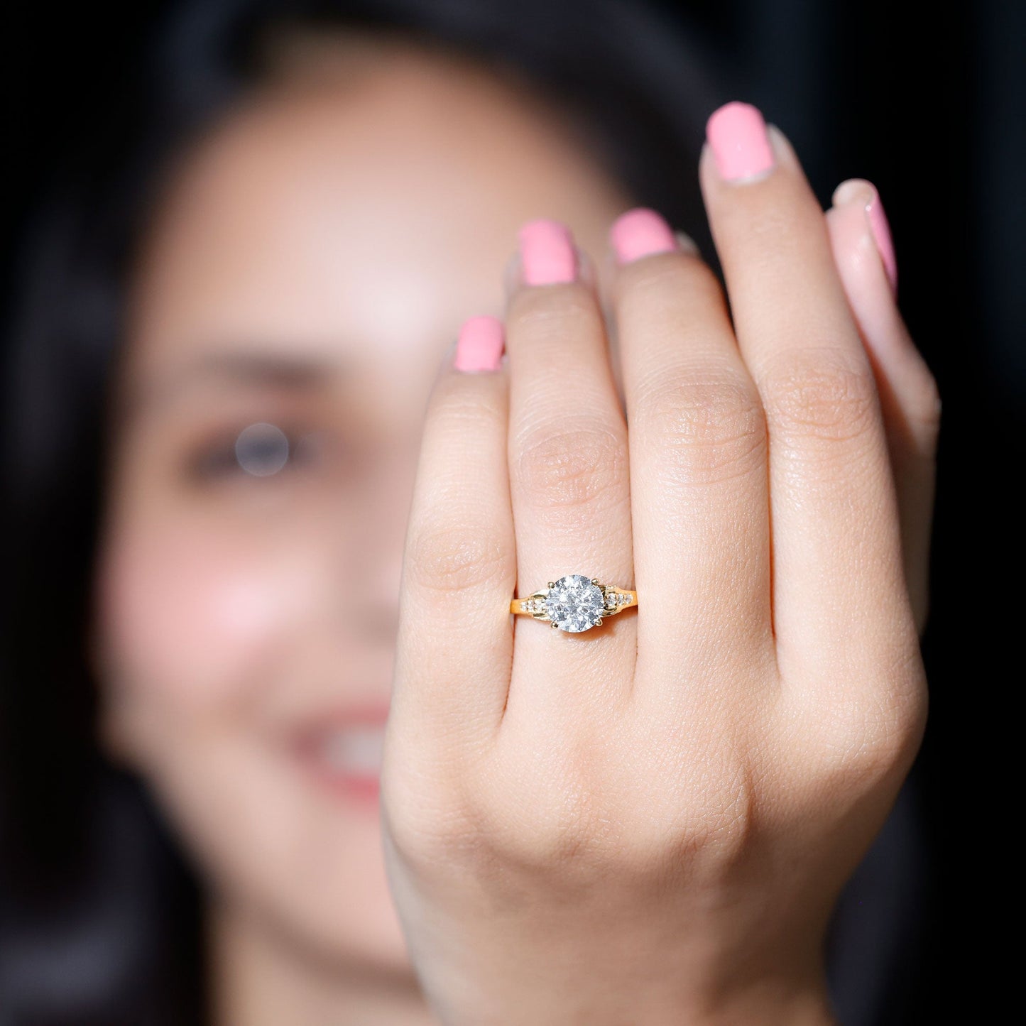 Brilliant Cut D-VS1 clarity Moissanite Engagement Ring for Women