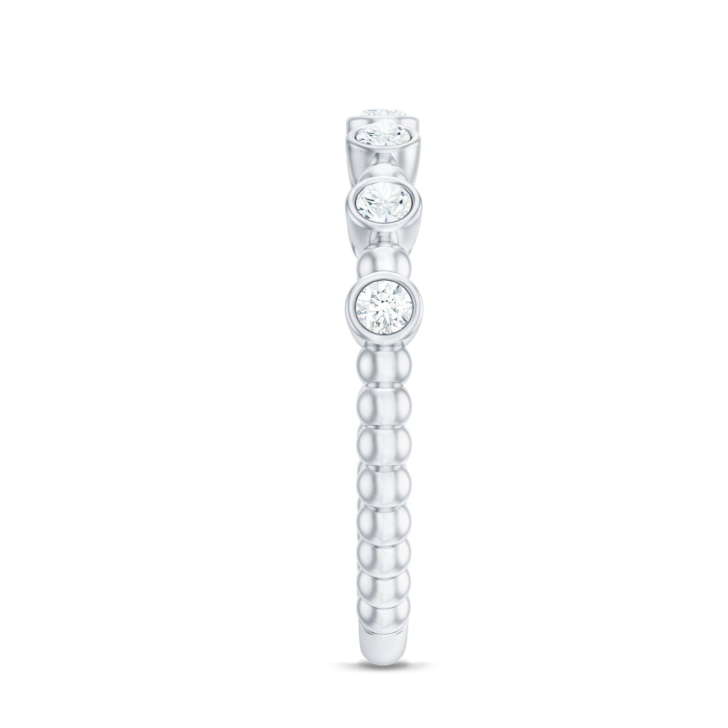 Real Diamond Stackable Eternity Ring with Beaded Details