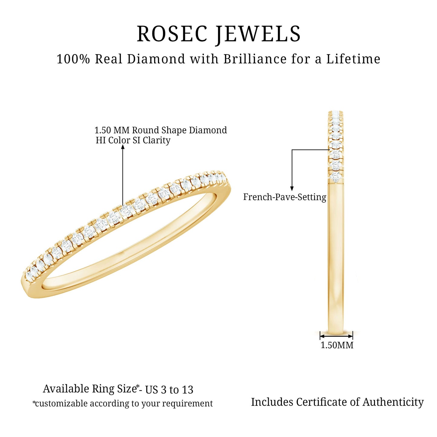 Natural Diamond Minimal Stackable Band Ring