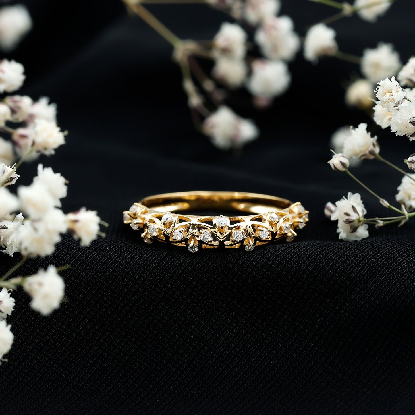 Certified Diamond Filigree Wedding Band for Women