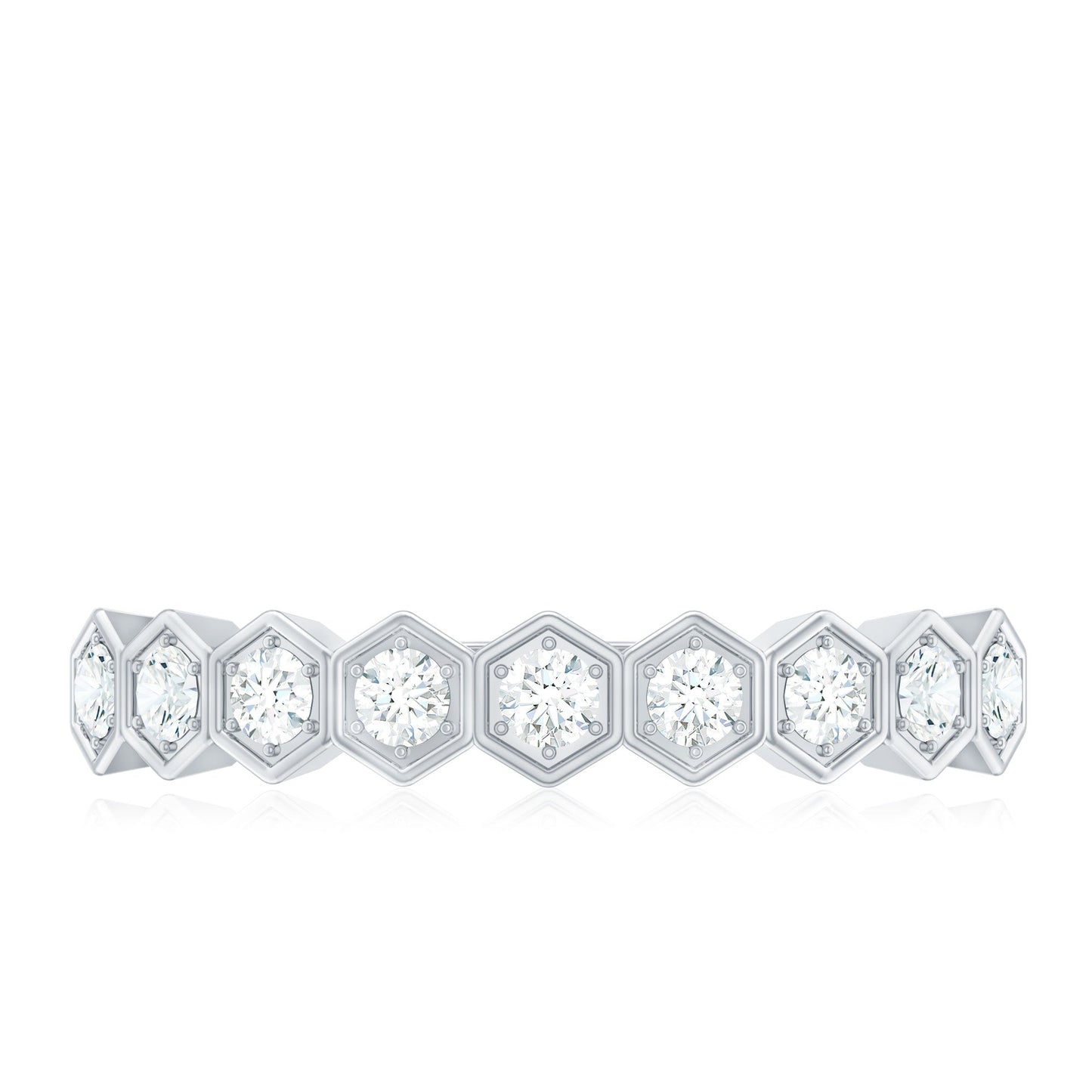 Real Diamond Hexagon Half Eternity Ring for Women