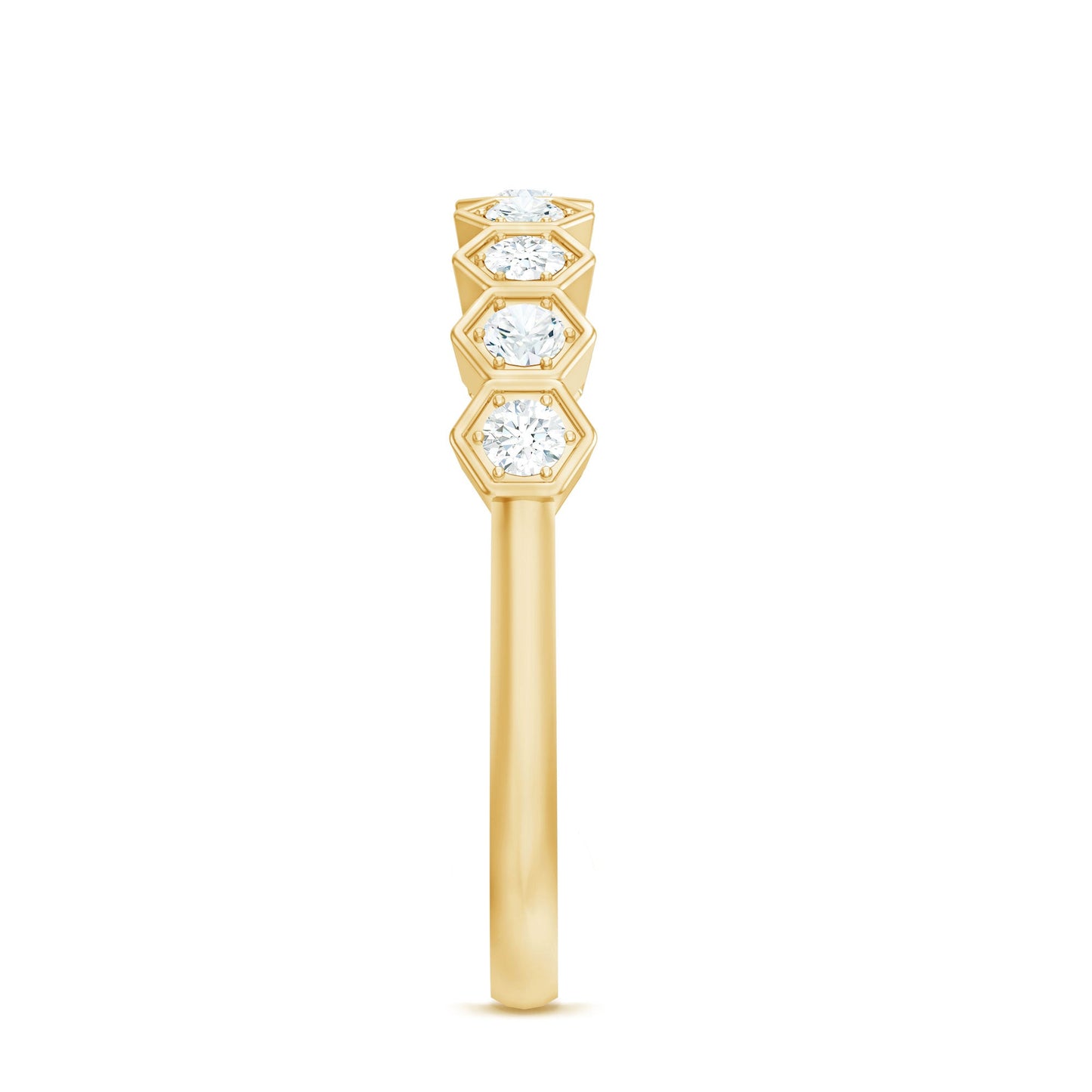 Real Diamond Hexagon Half Eternity Ring for Women
