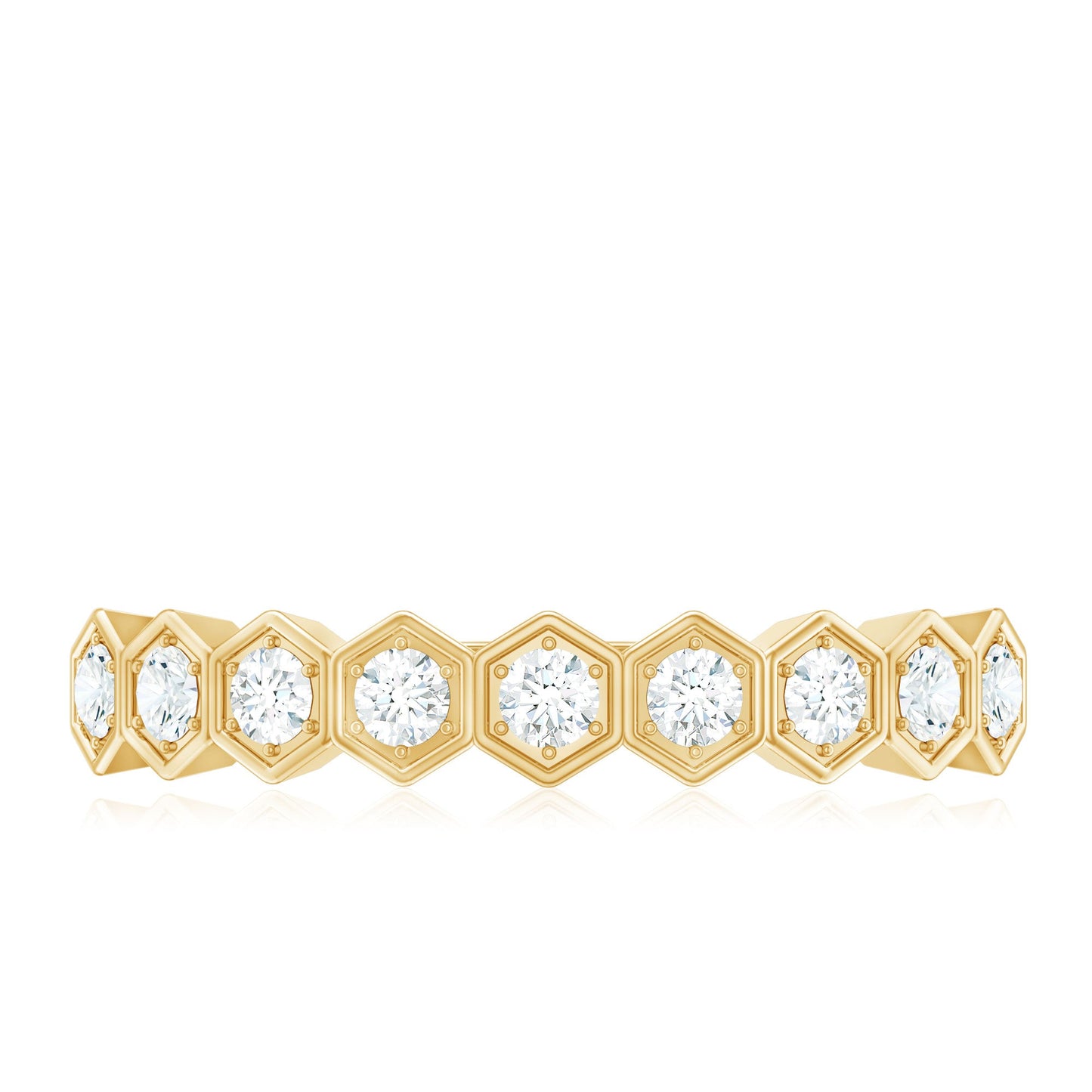 Real Diamond Hexagon Half Eternity Ring for Women