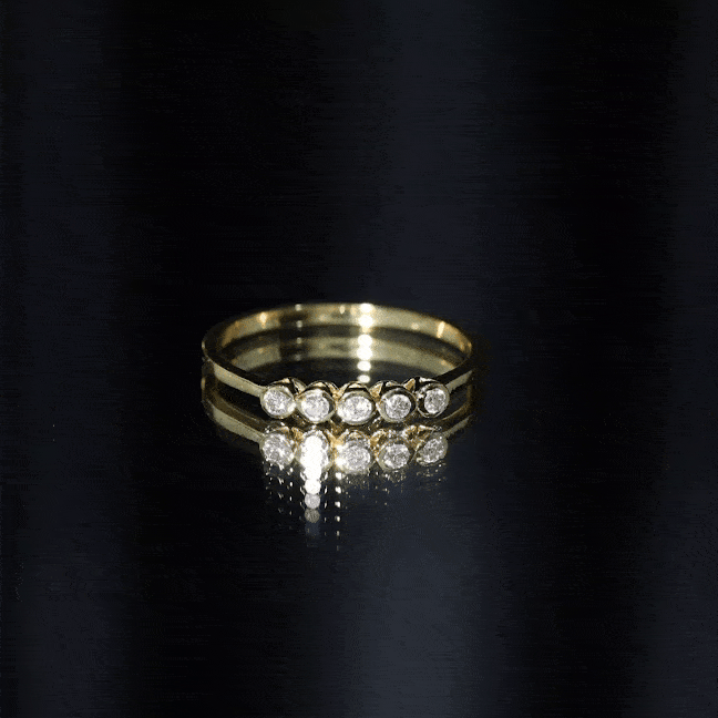 Bezel Set Natural Diamond Five Stone Promise Ring for Her