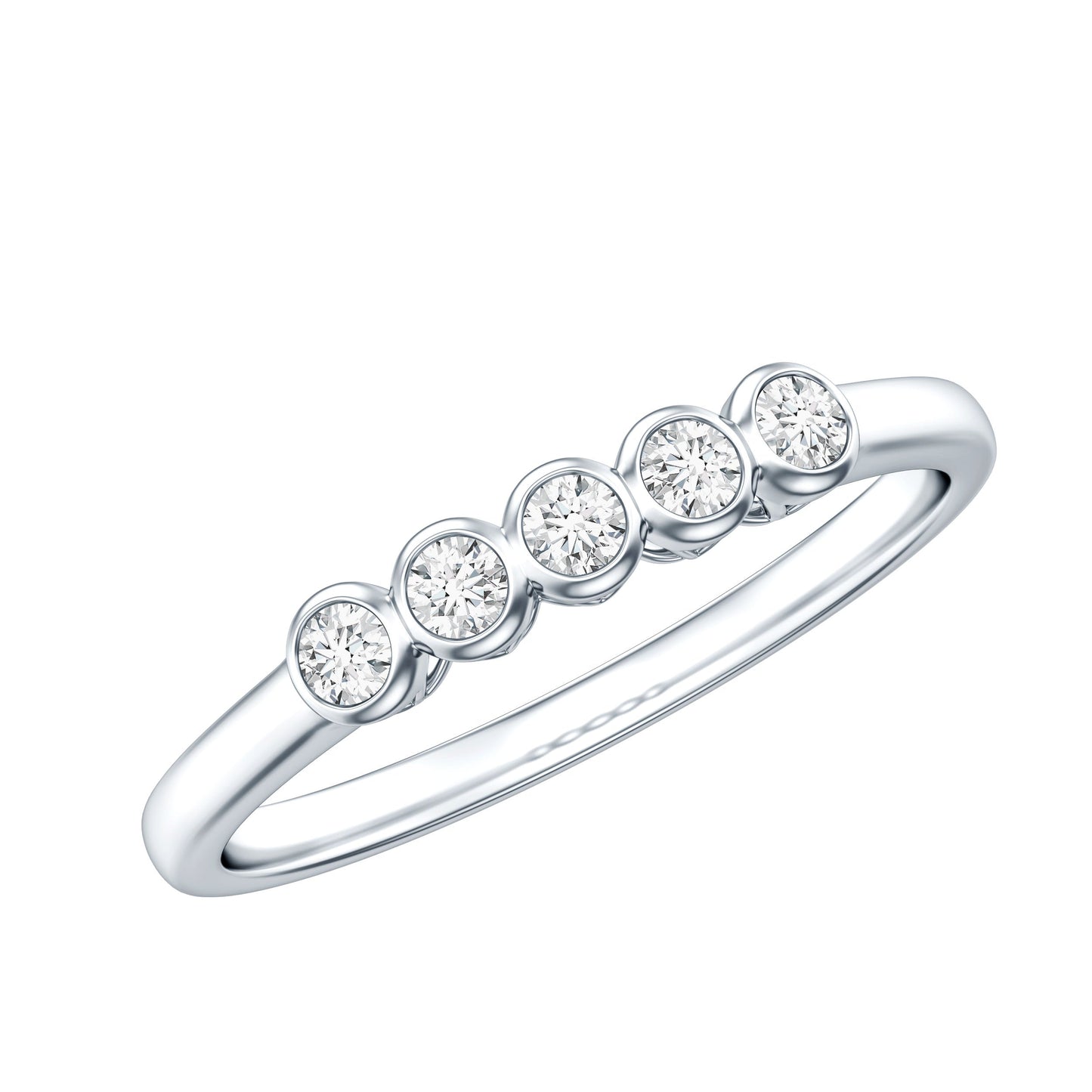 Bezel Set Natural Diamond Five Stone Promise Ring for Her