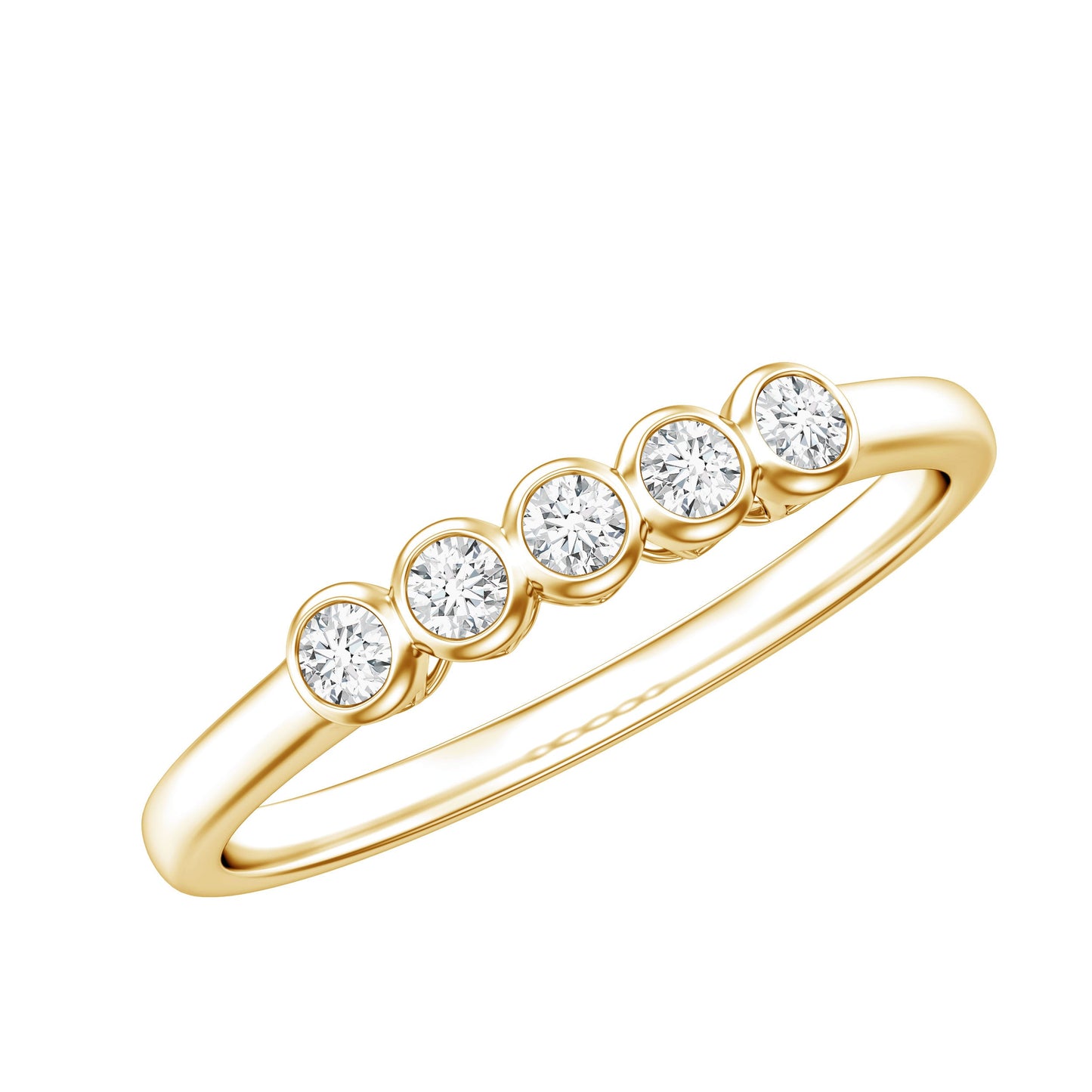 Bezel Set Natural Diamond Five Stone Promise Ring for Her