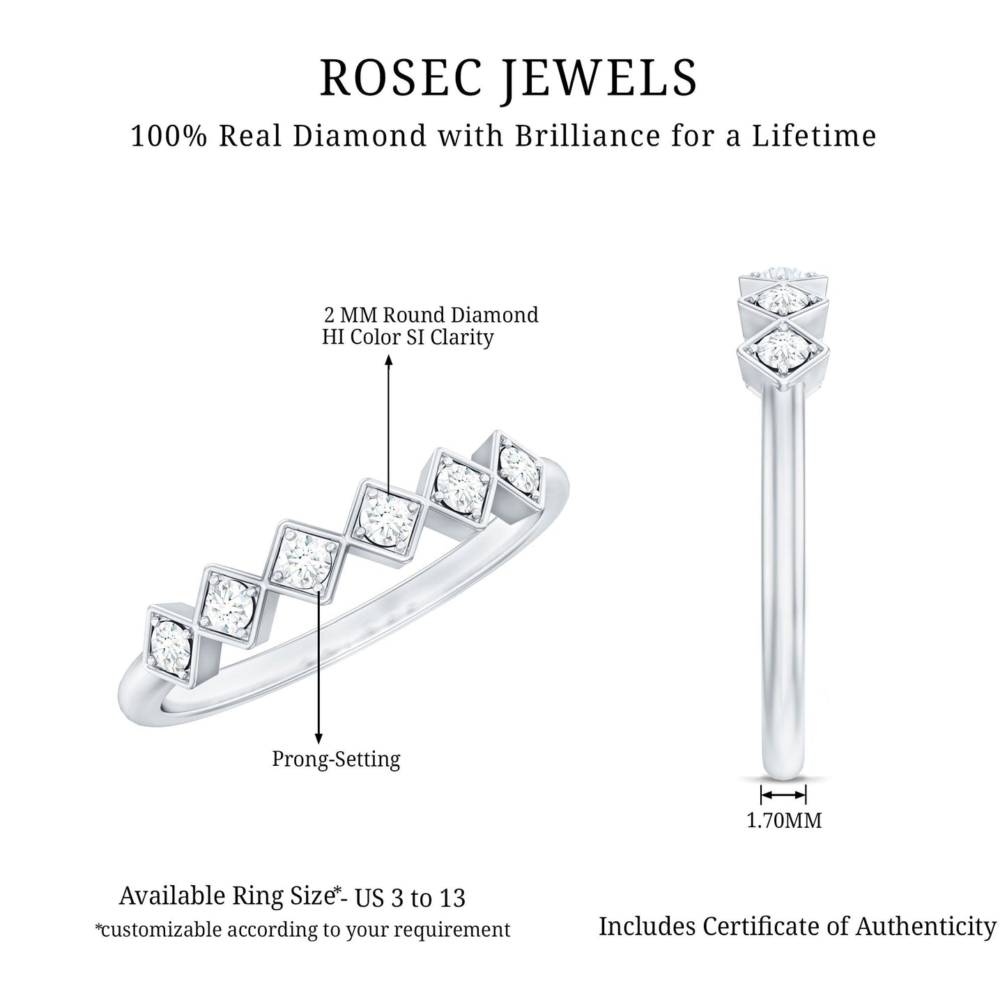 Minimal Diamond Geometric Half Eternity Ring