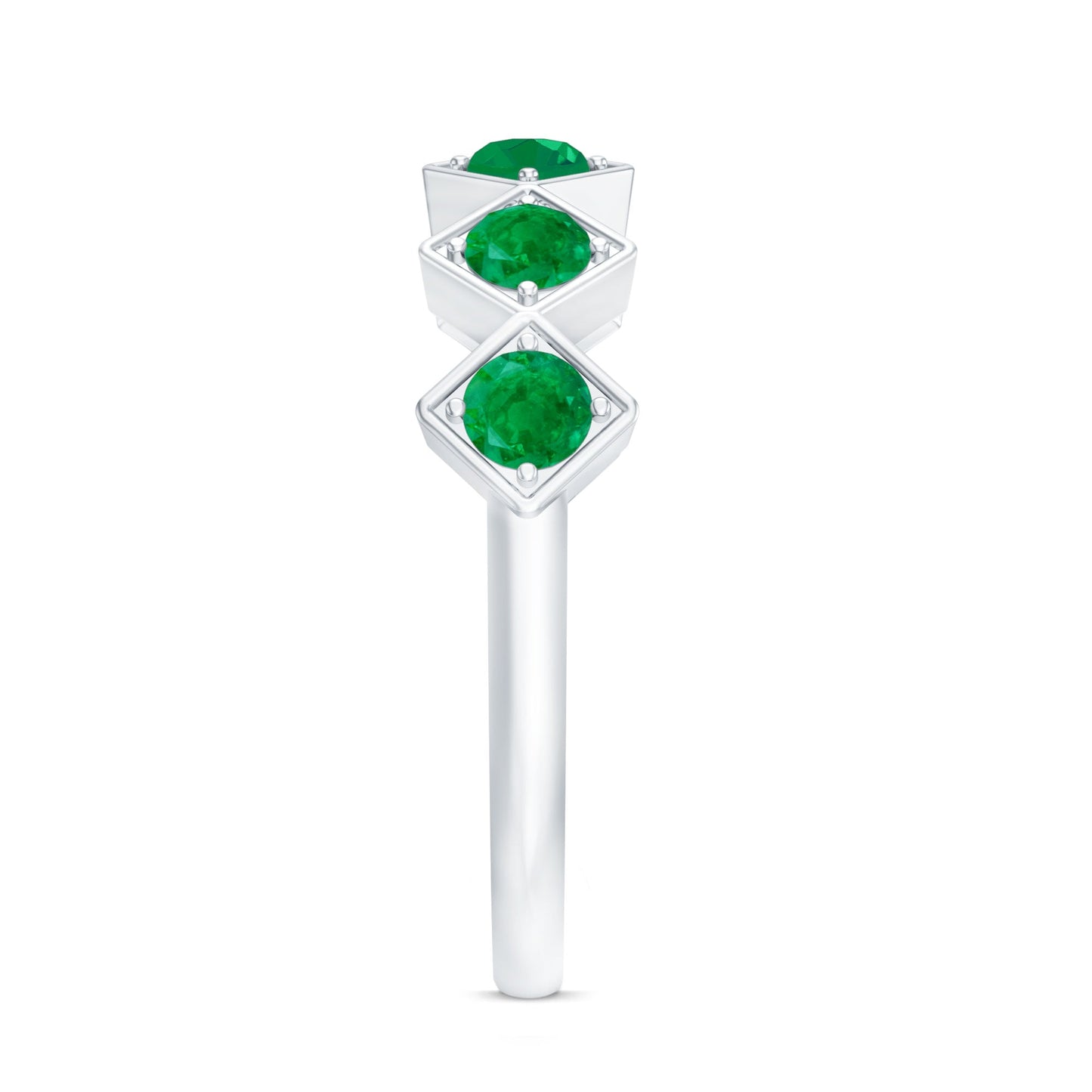 Geometric Emerald Half Eternity Ring for Women