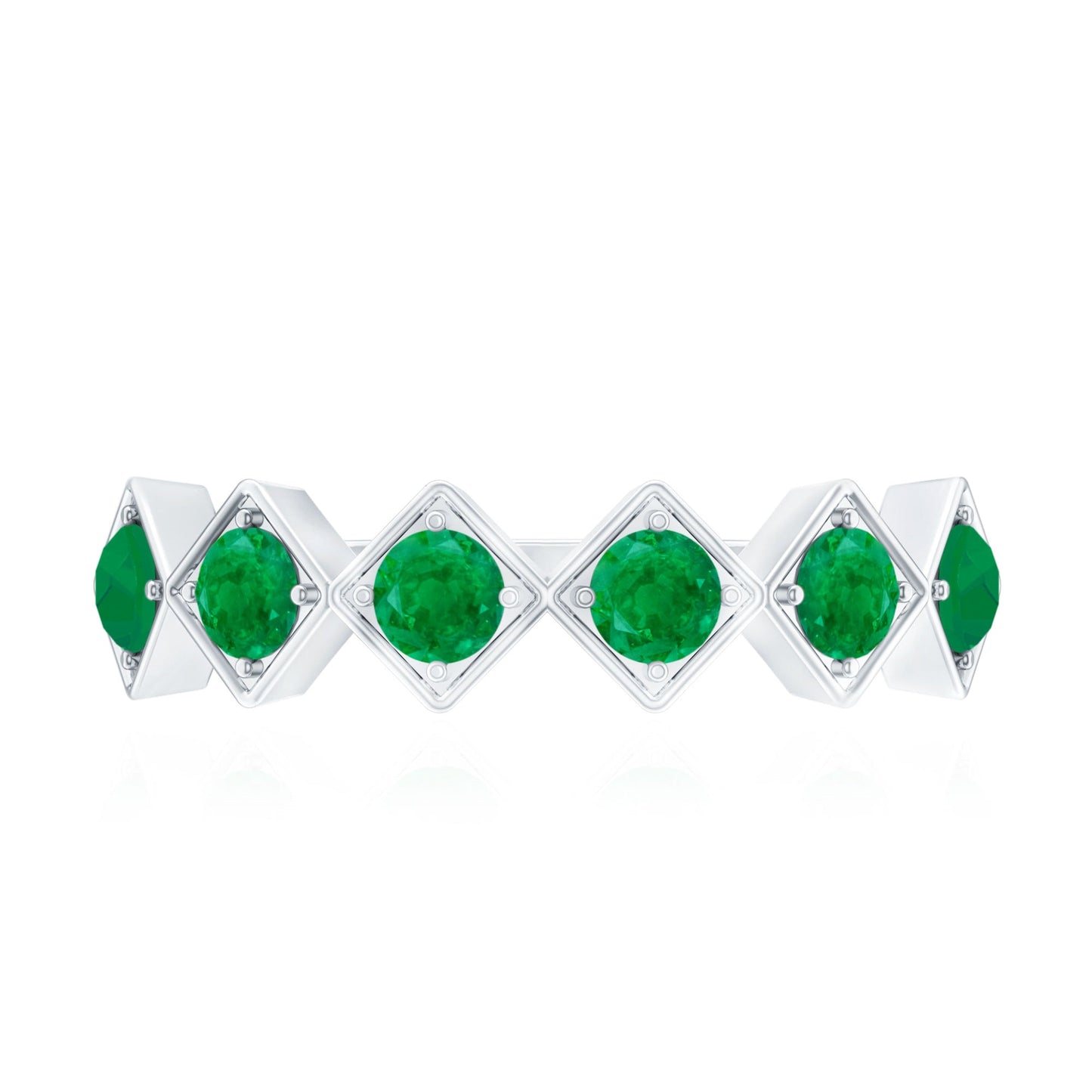 Geometric Emerald Half Eternity Ring for Women