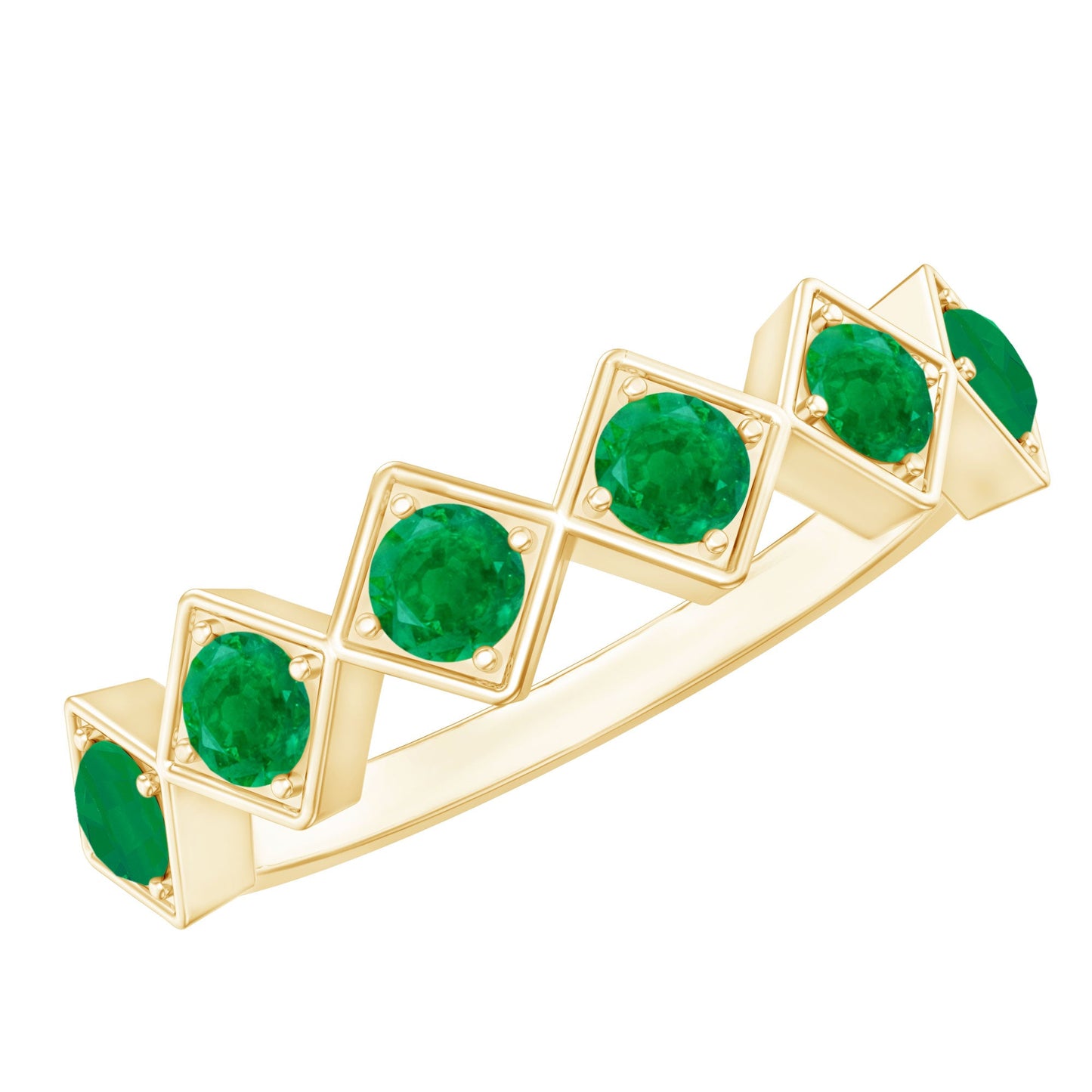 Geometric Emerald Half Eternity Ring for Women
