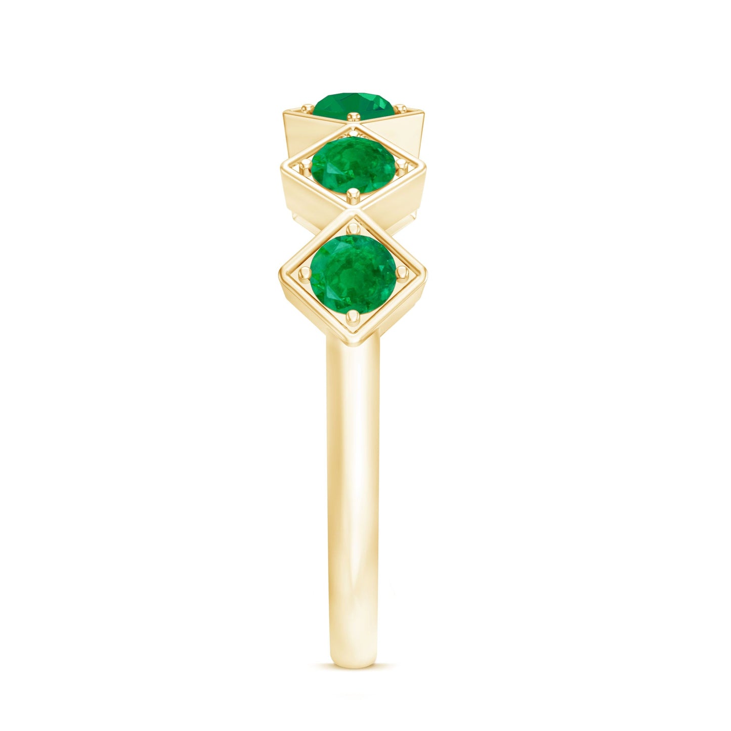 Geometric Emerald Half Eternity Ring for Women