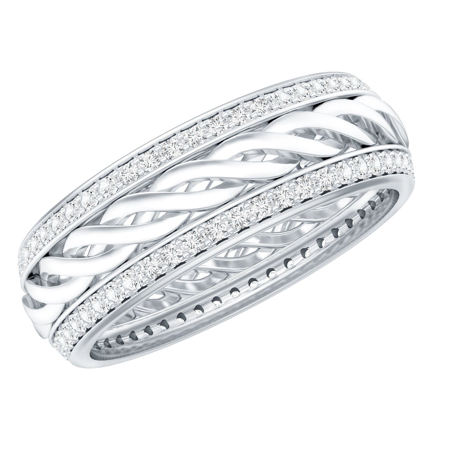 Round Lab Grown Diamond Twisted Rope Band Ring