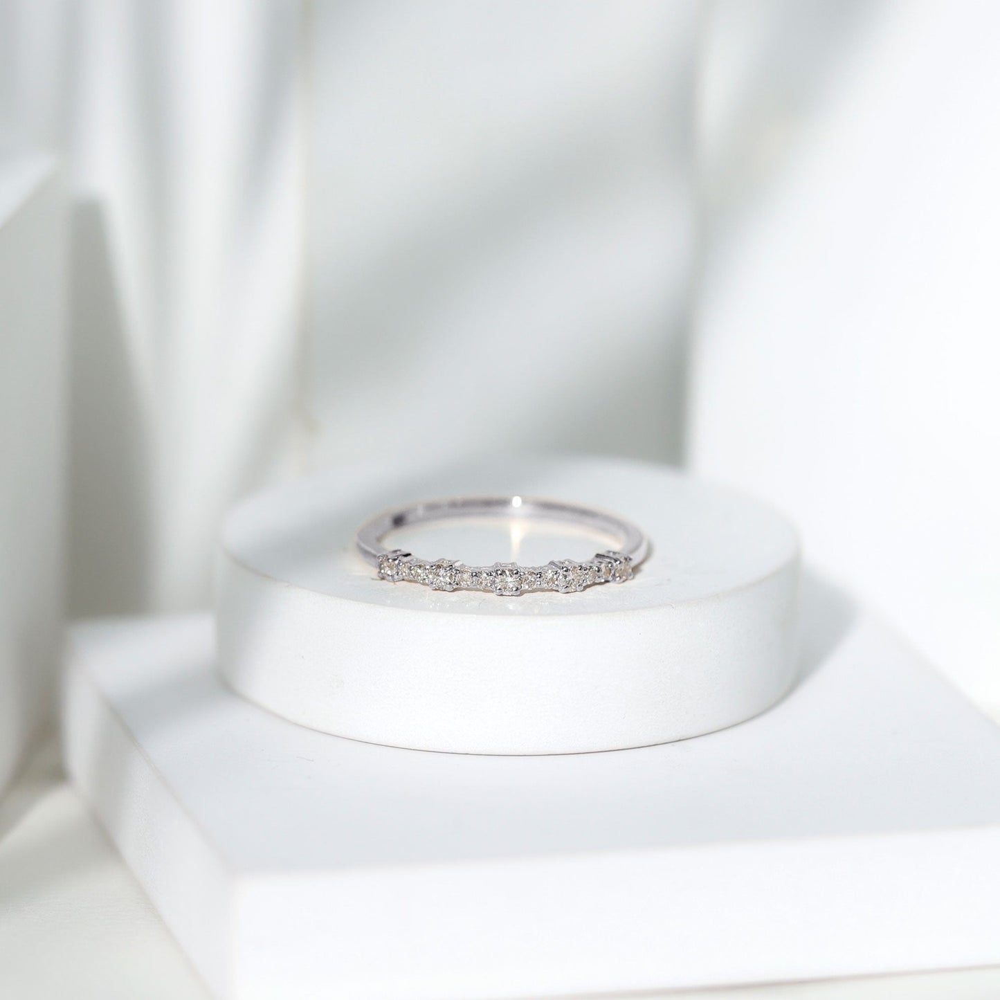 Certified Diamond Half Eternity Stackable Ring