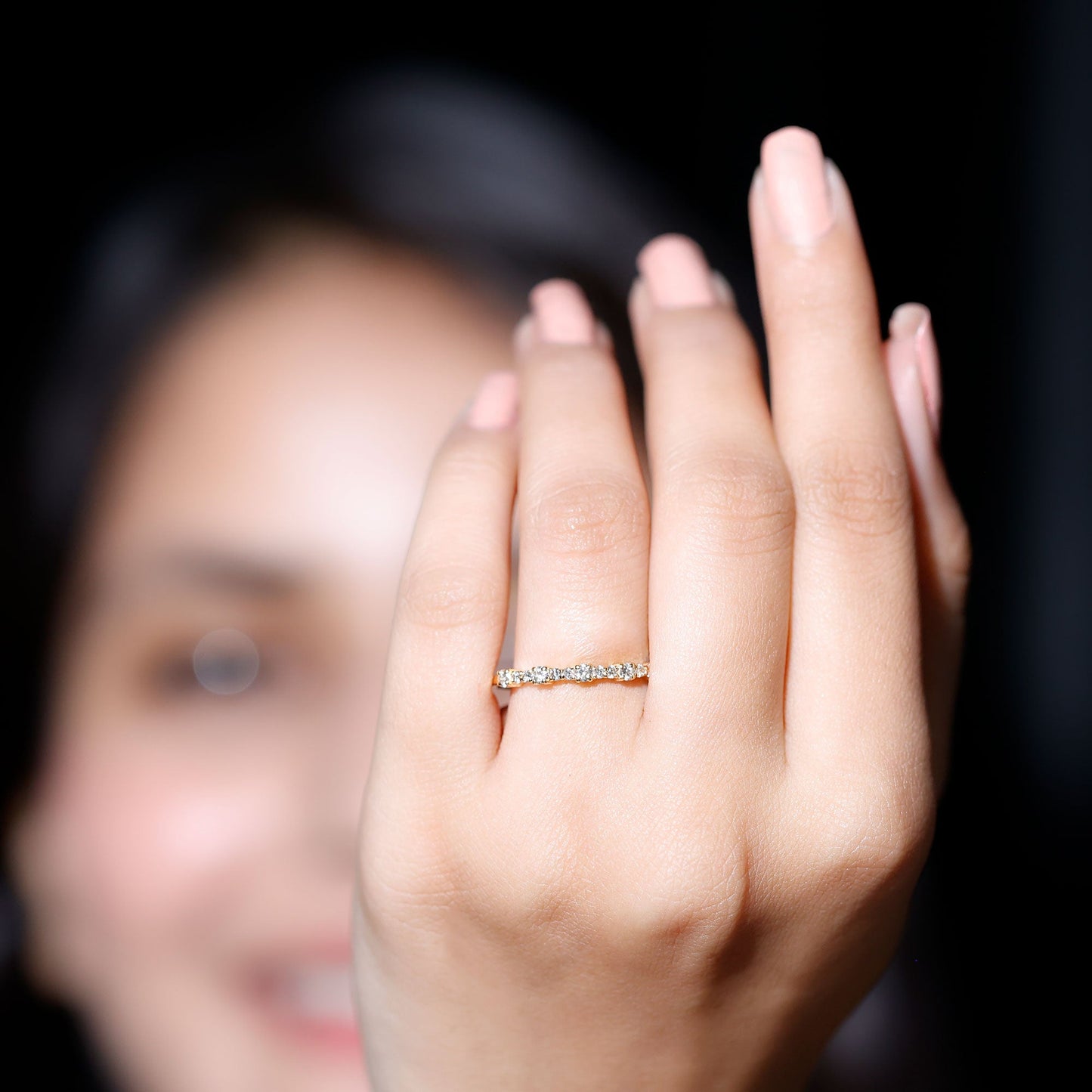 Certified Diamond Half Eternity Stackable Ring