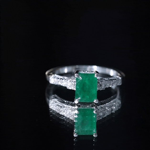 Vintage Inspired 1 Carat Emerald Cut Emerald Engagement Ring with Diamonds