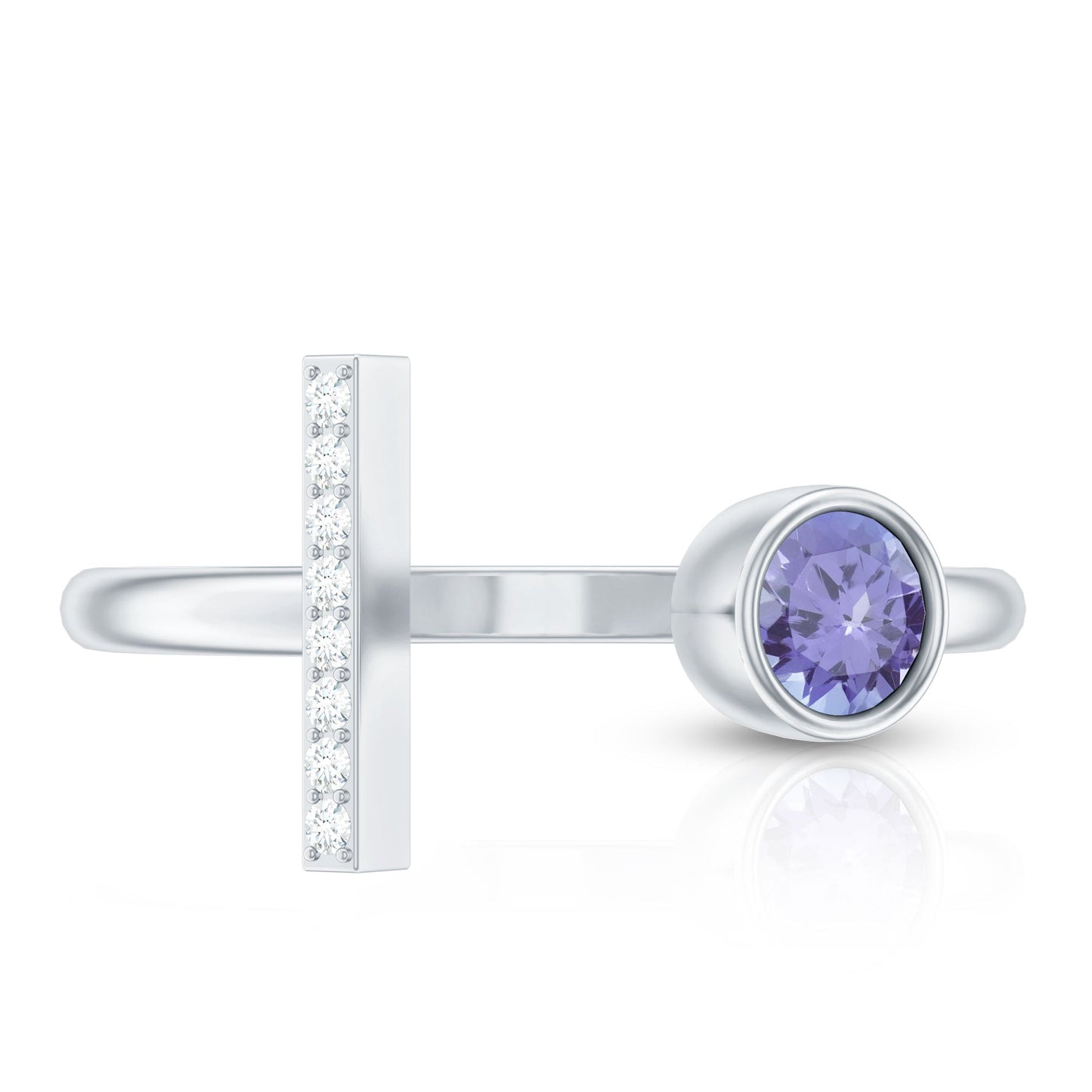 Contemporary Tanzanite Diamond Ring in Cuff Style