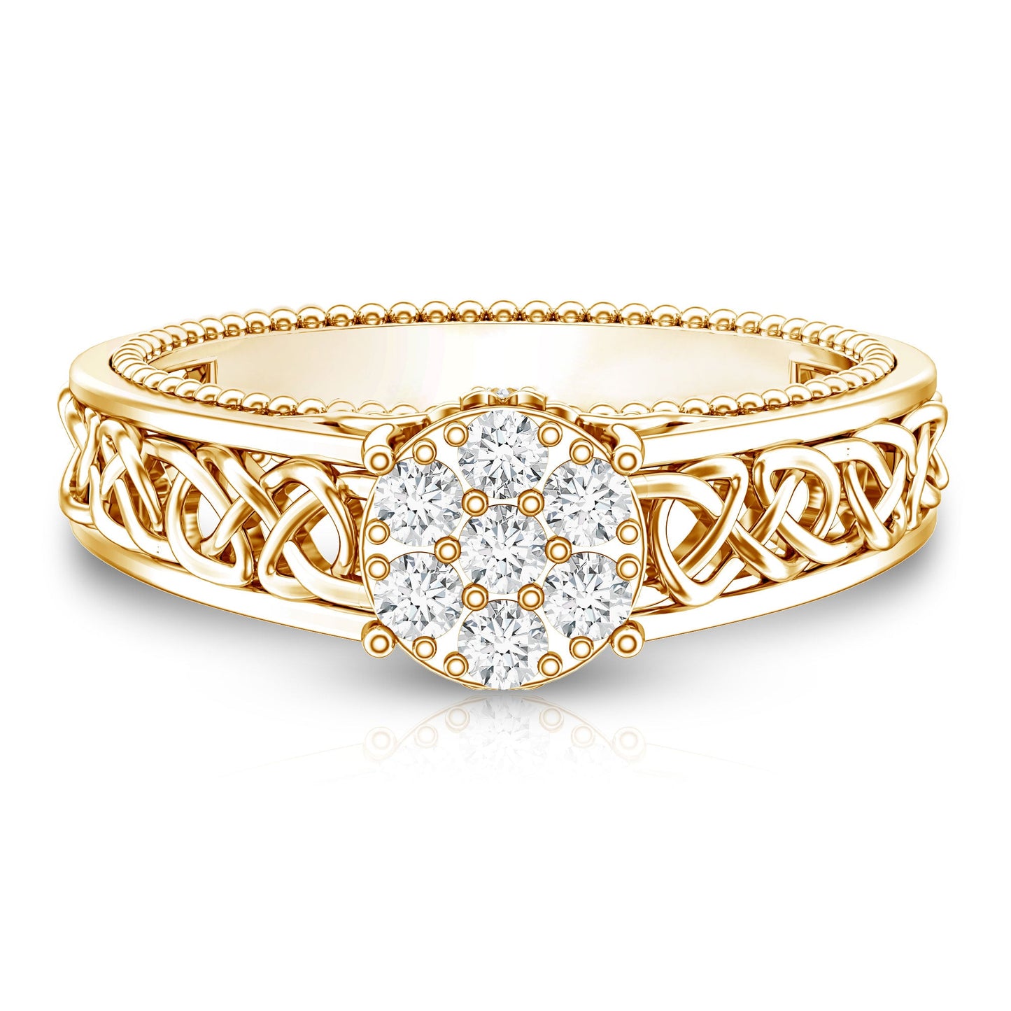 Illusion Real Diamond Celtic Knot Band Ring for Women