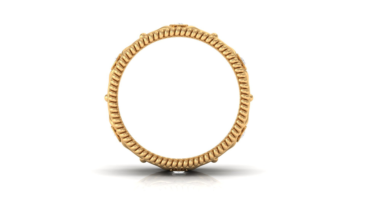 Vintage Inspired Real Diamond Wedding Band Ring