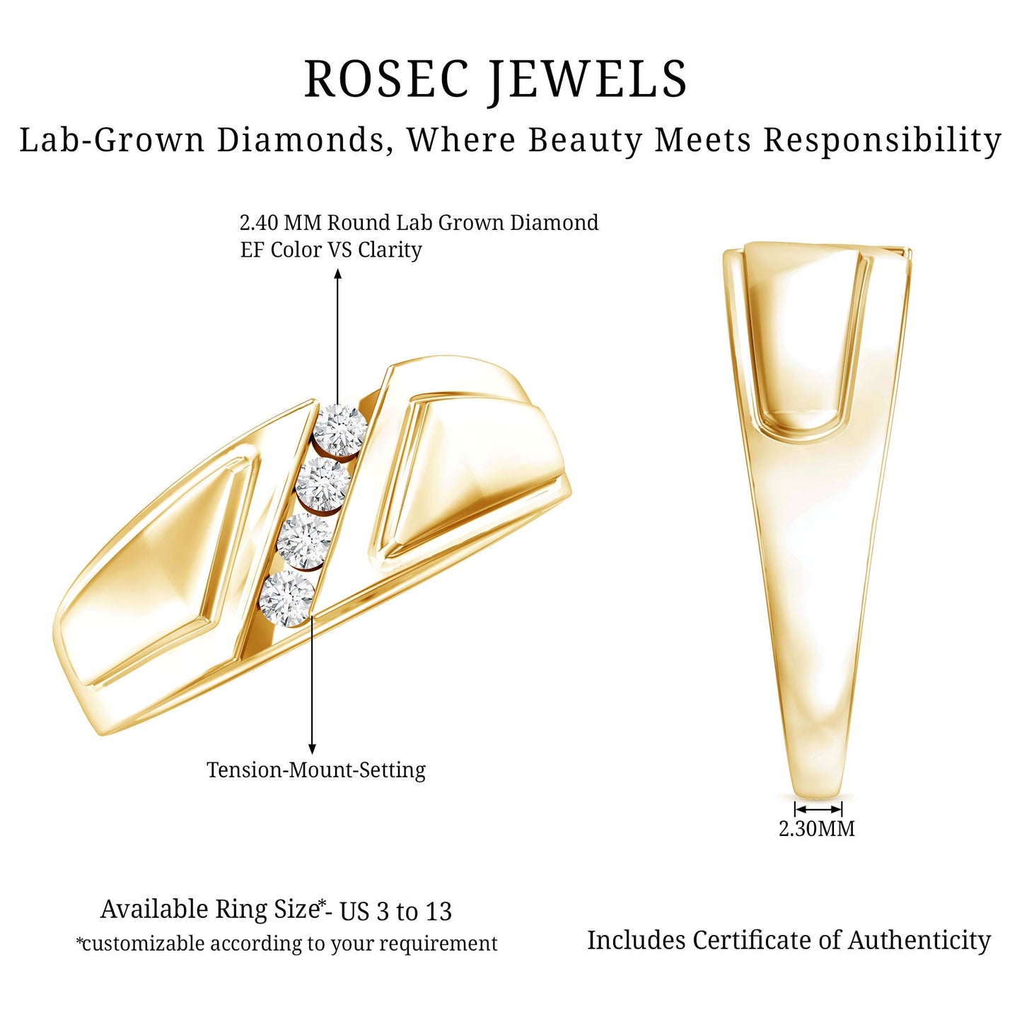Lab Grown Diamond Mens Wide Wedding Band