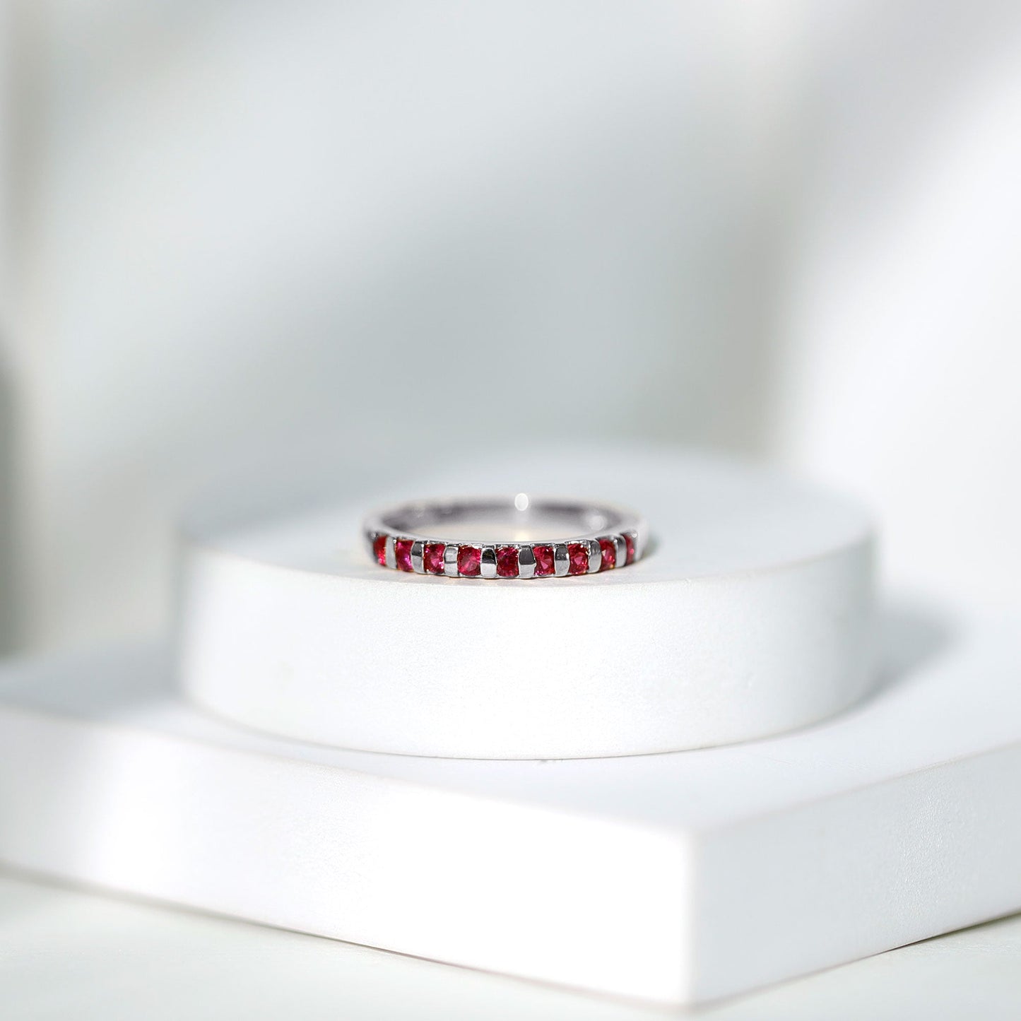 Real Ruby Semi Eternity Ring