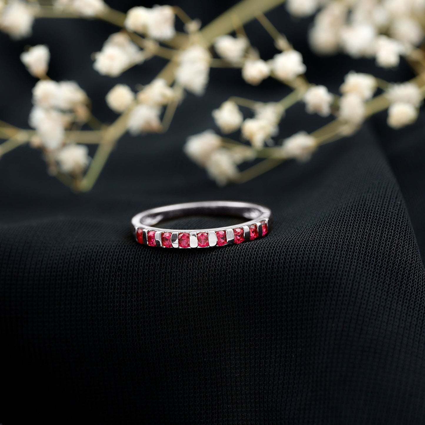 Real Ruby Semi Eternity Ring
