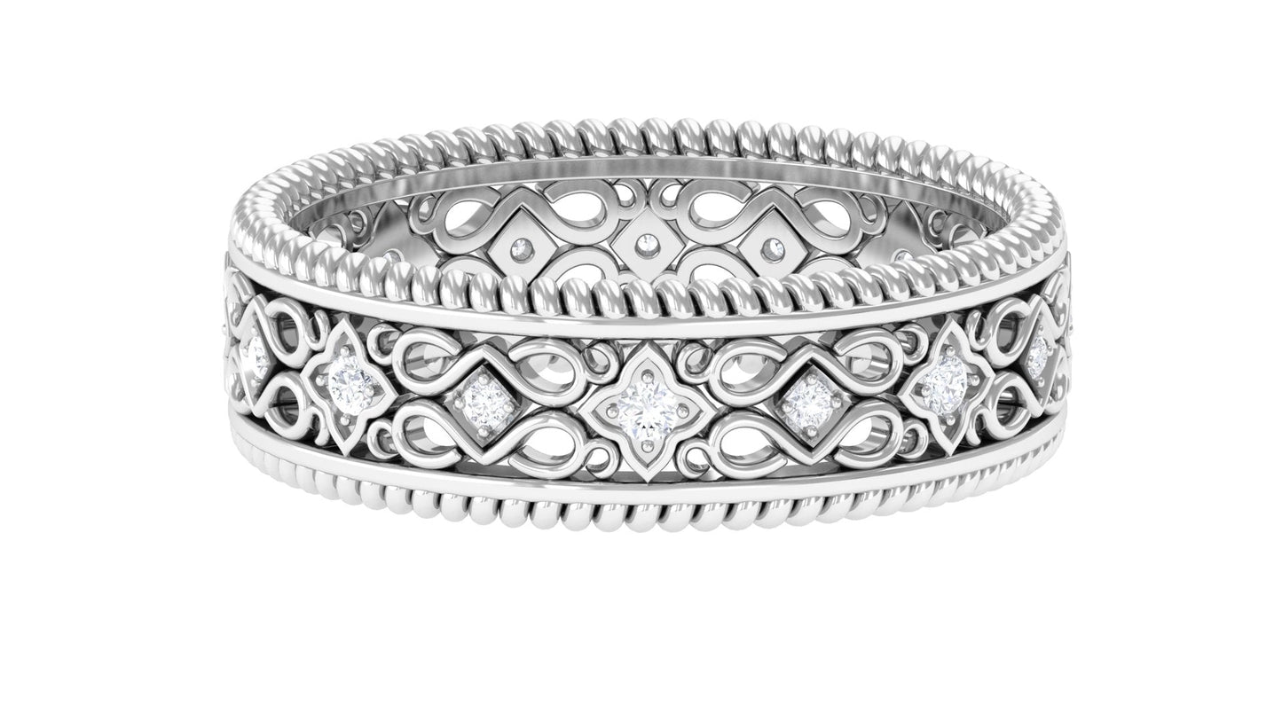 Vintage Looking Natural Diamond Wedding Band