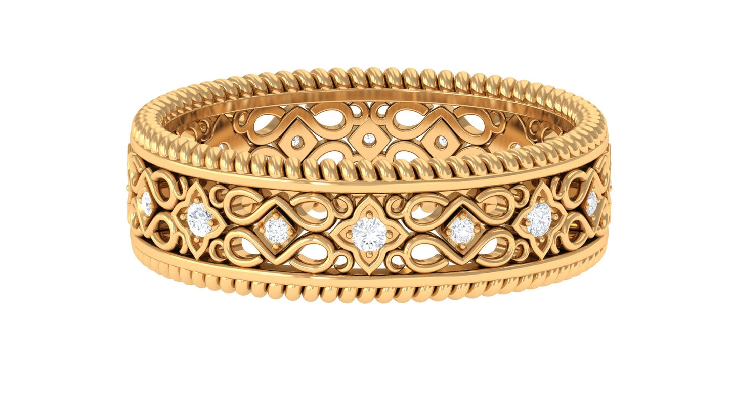 Vintage Looking Natural Diamond Wedding Band