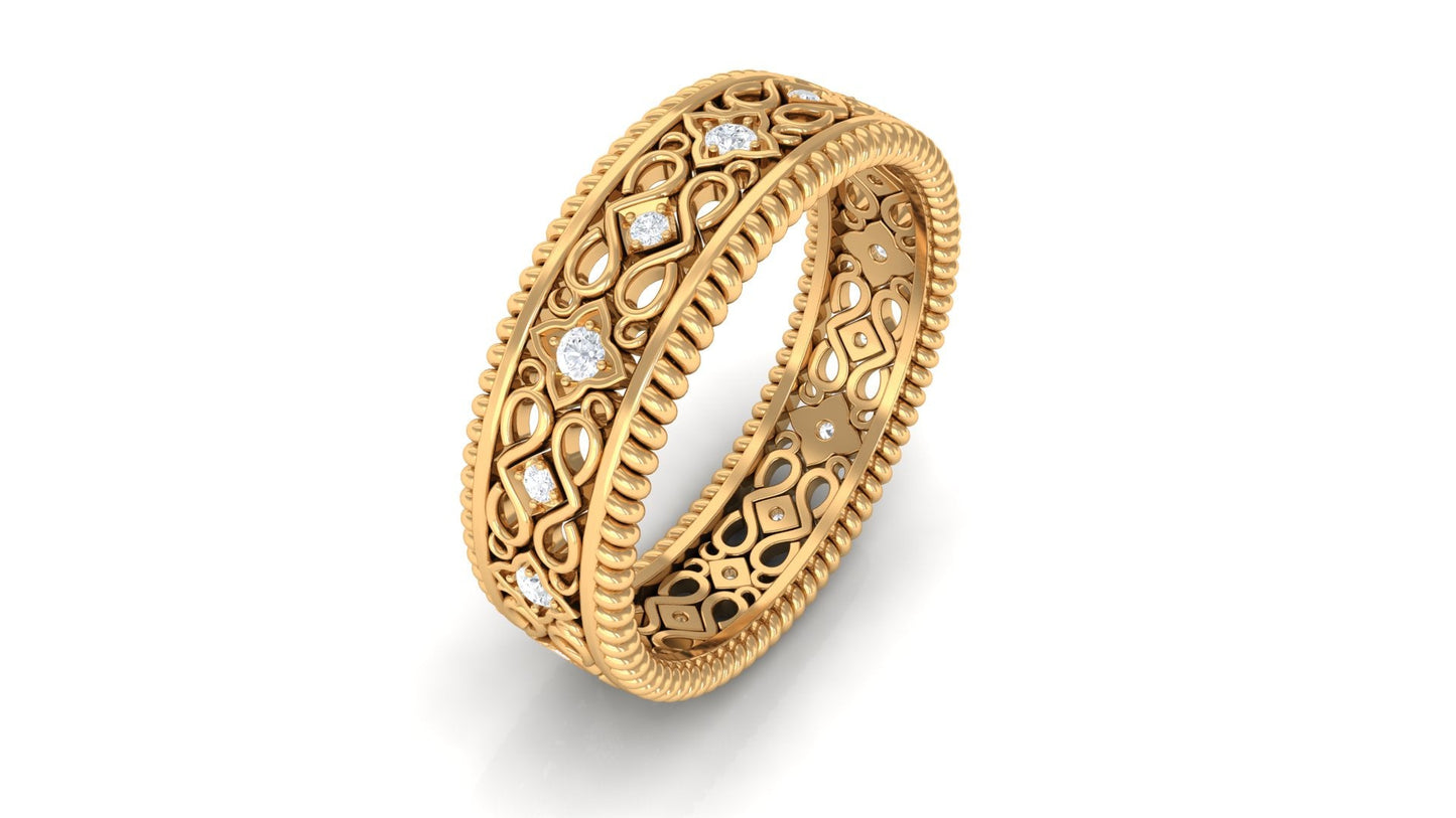 Vintage Looking Natural Diamond Wedding Band