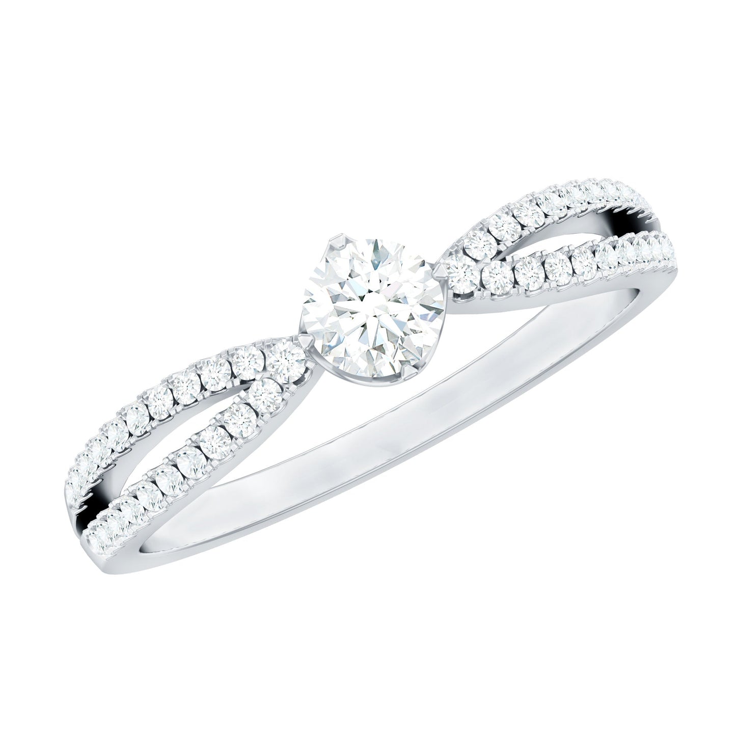Diamond Solitaire Engagement Ring With Split Shank