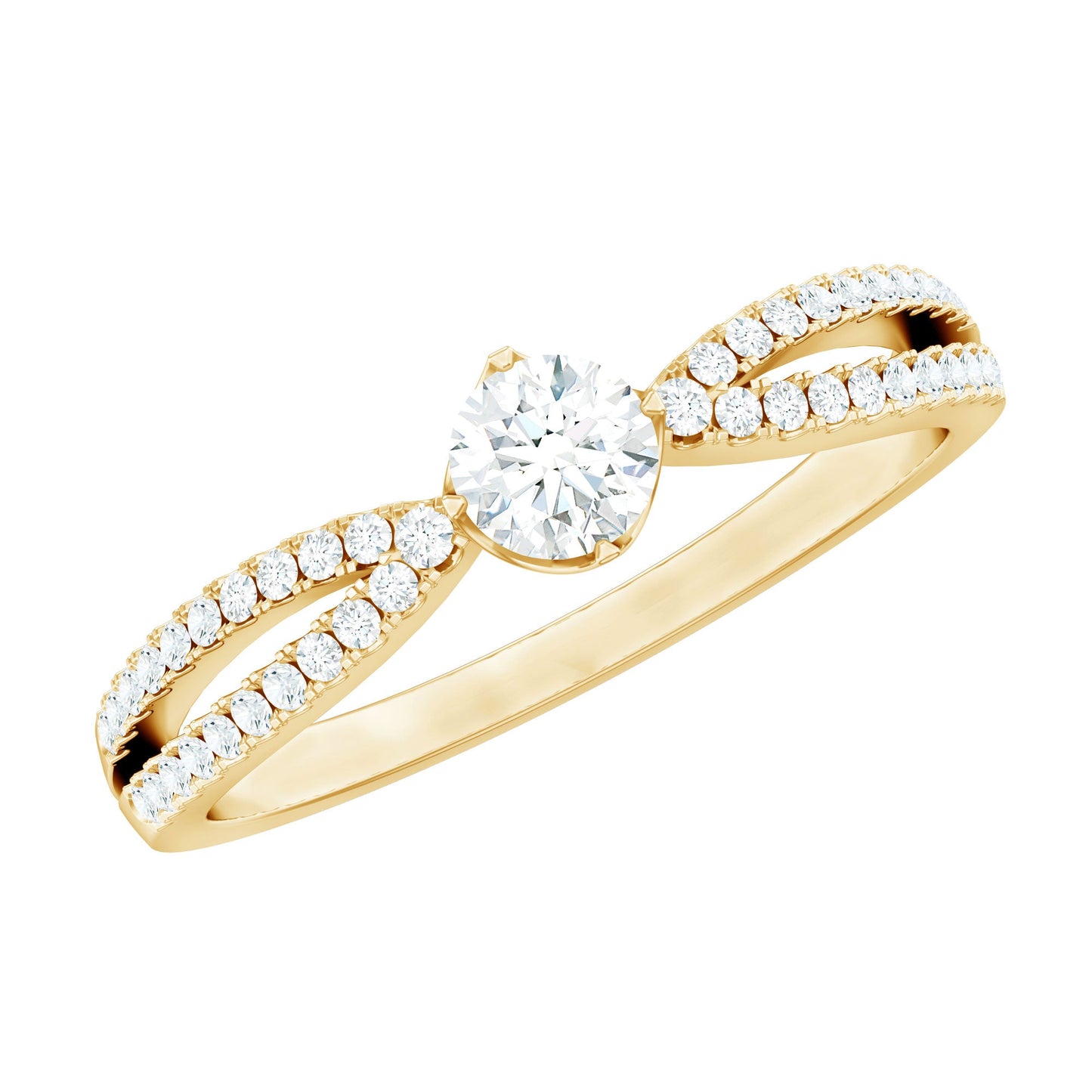 Diamond Solitaire Engagement Ring With Split Shank