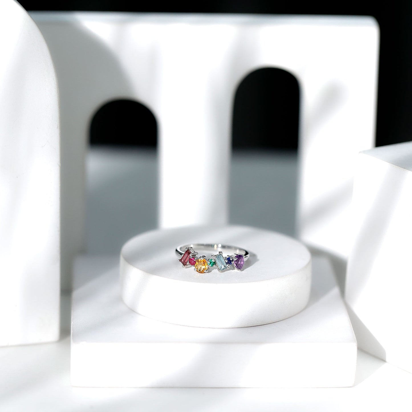 Natural Multi Gemstone Promise Ring for Women