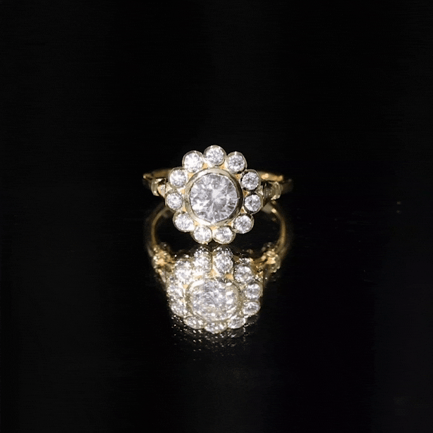 Certified Moissanite Bezel Set Engagement Ring