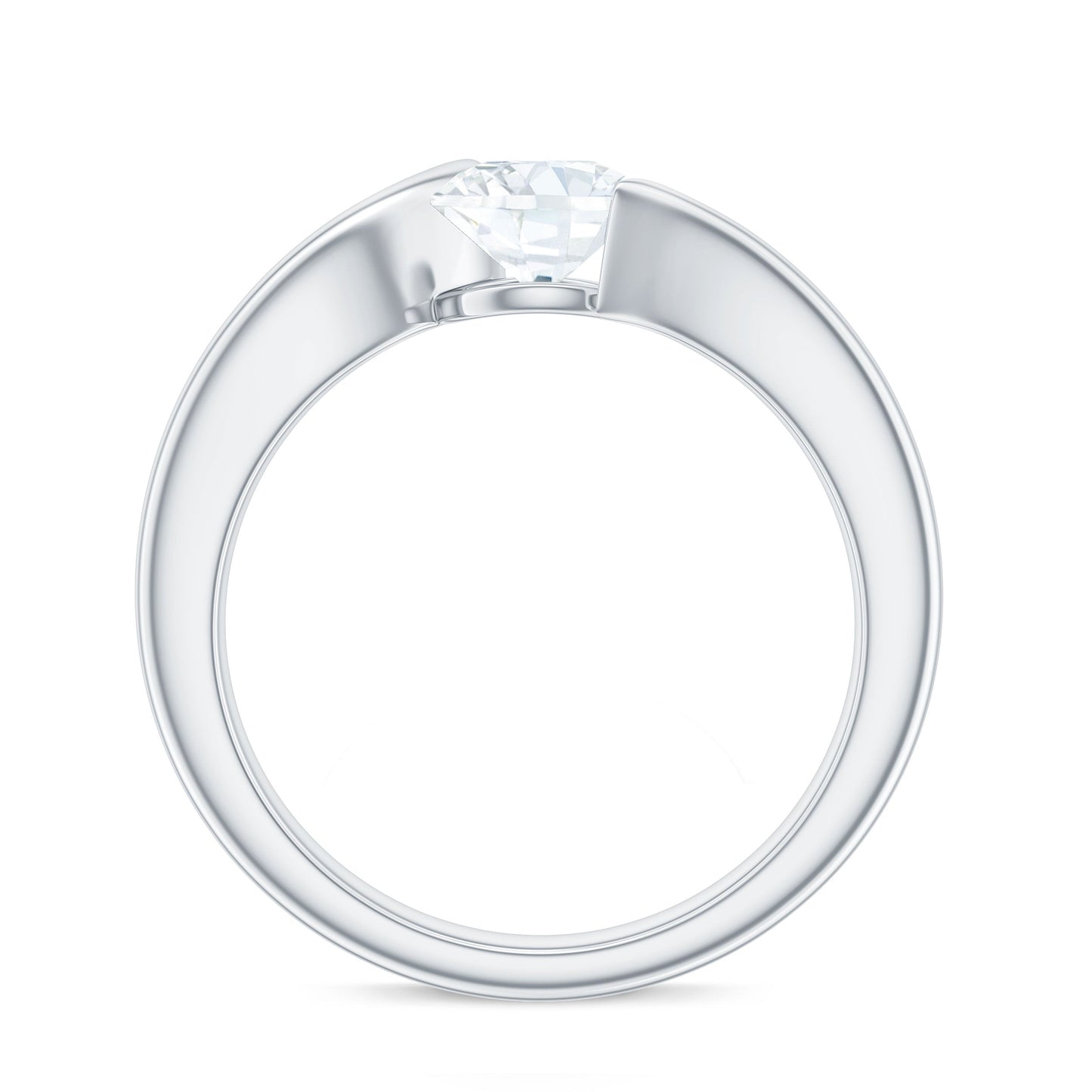 Brilliant Cut Moissanite Engagement Ring in Tension Setting